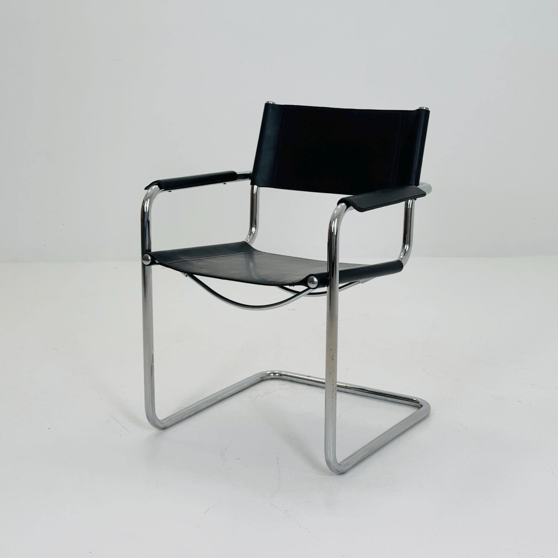 mid century Model MG5 Centro Studi black leather armchair by Mart Stam & Marcel Breuer for Matteo Grassi, 1970s