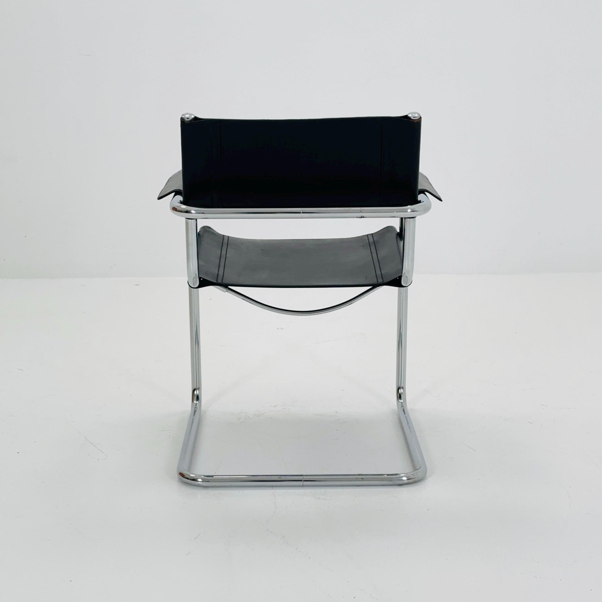mid century Model MG5 Centro Studi black leather armchair by Mart Stam & Marcel Breuer for Matteo Grassi, 1970s