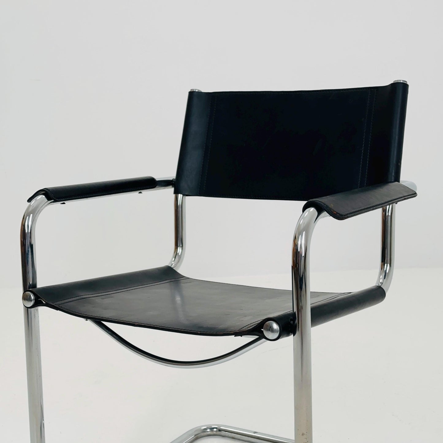 mid century Model MG5 Centro Studi black leather armchair by Mart Stam & Marcel Breuer for Matteo Grassi, 1970s