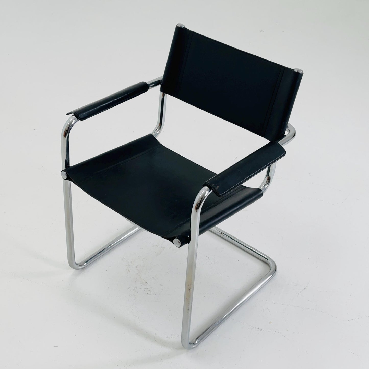 mid century Model MG5 Centro Studi black leather armchair by Mart Stam & Marcel Breuer for Matteo Grassi, 1970s