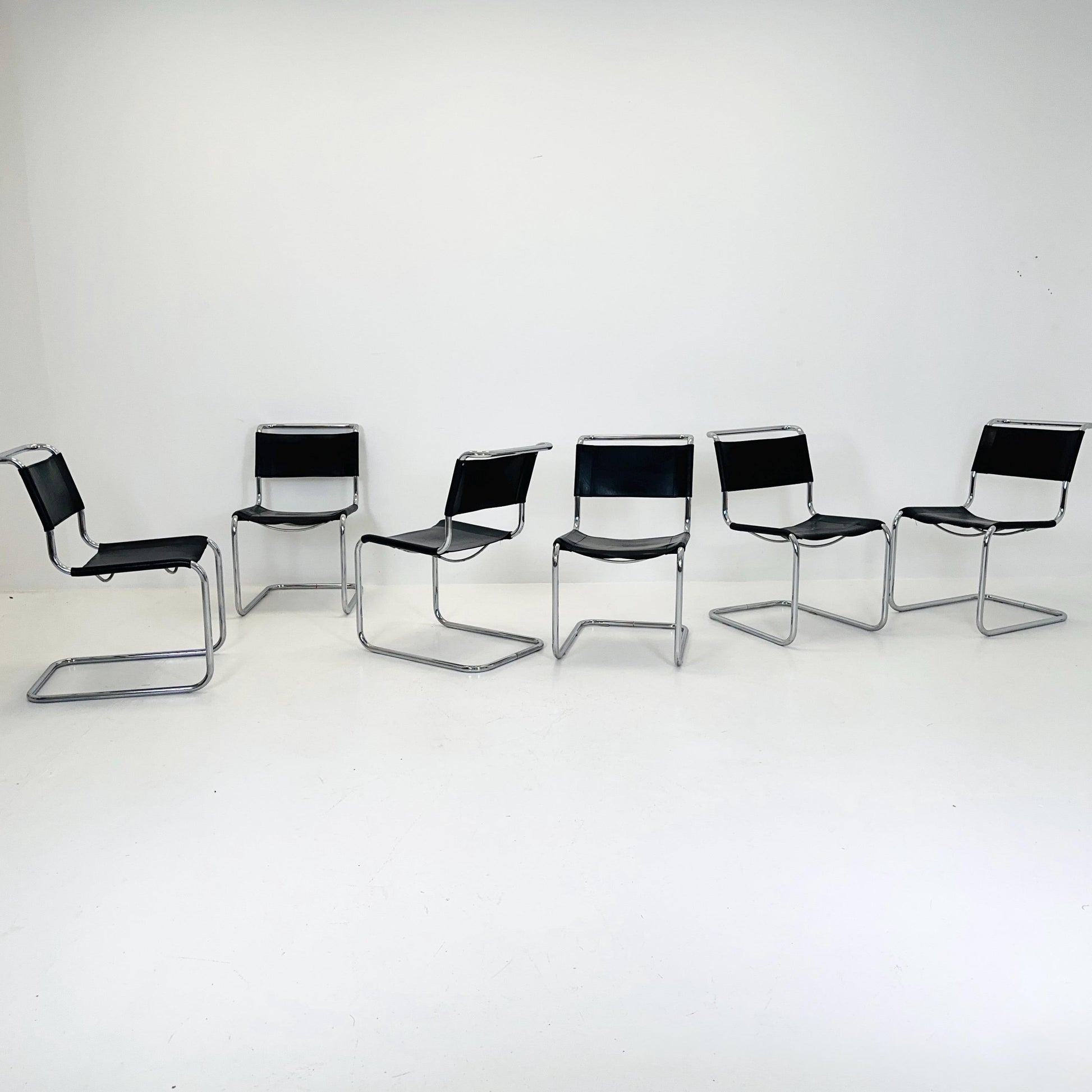 1 OF 6 Mid-Century Vintage S33 black ChairS by Mart Stam & Marcel Breuer from Thonet 1980s