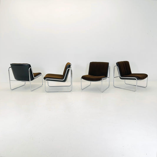 Set of 4 Iconic Mid-Century Modern “Sling” Lounge Chairs by Peter Hoyte for Habitat, Italy 1980s