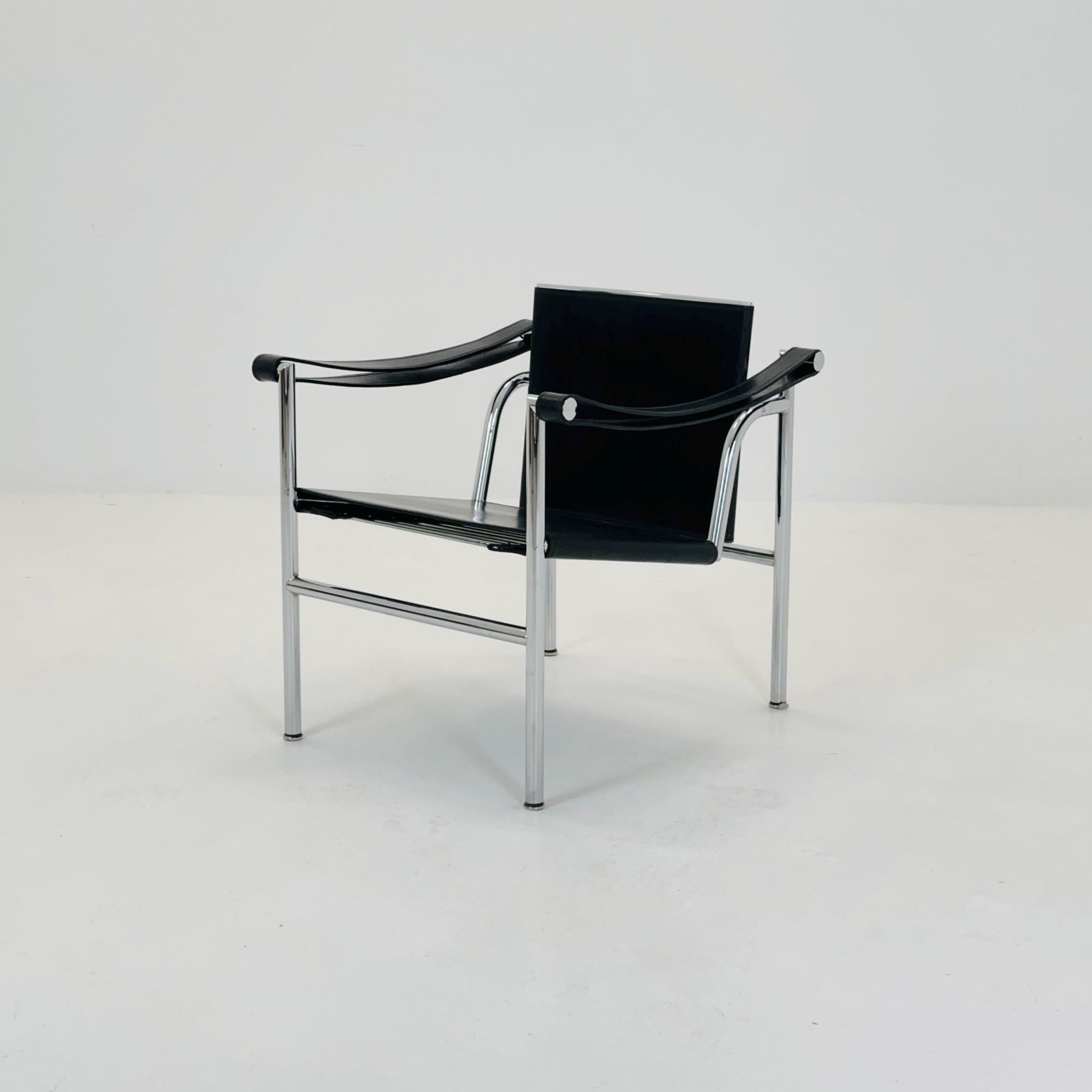 Mid century LC1 black - silver edition armchair by Le Corbusier for Cassina Italy 1970s