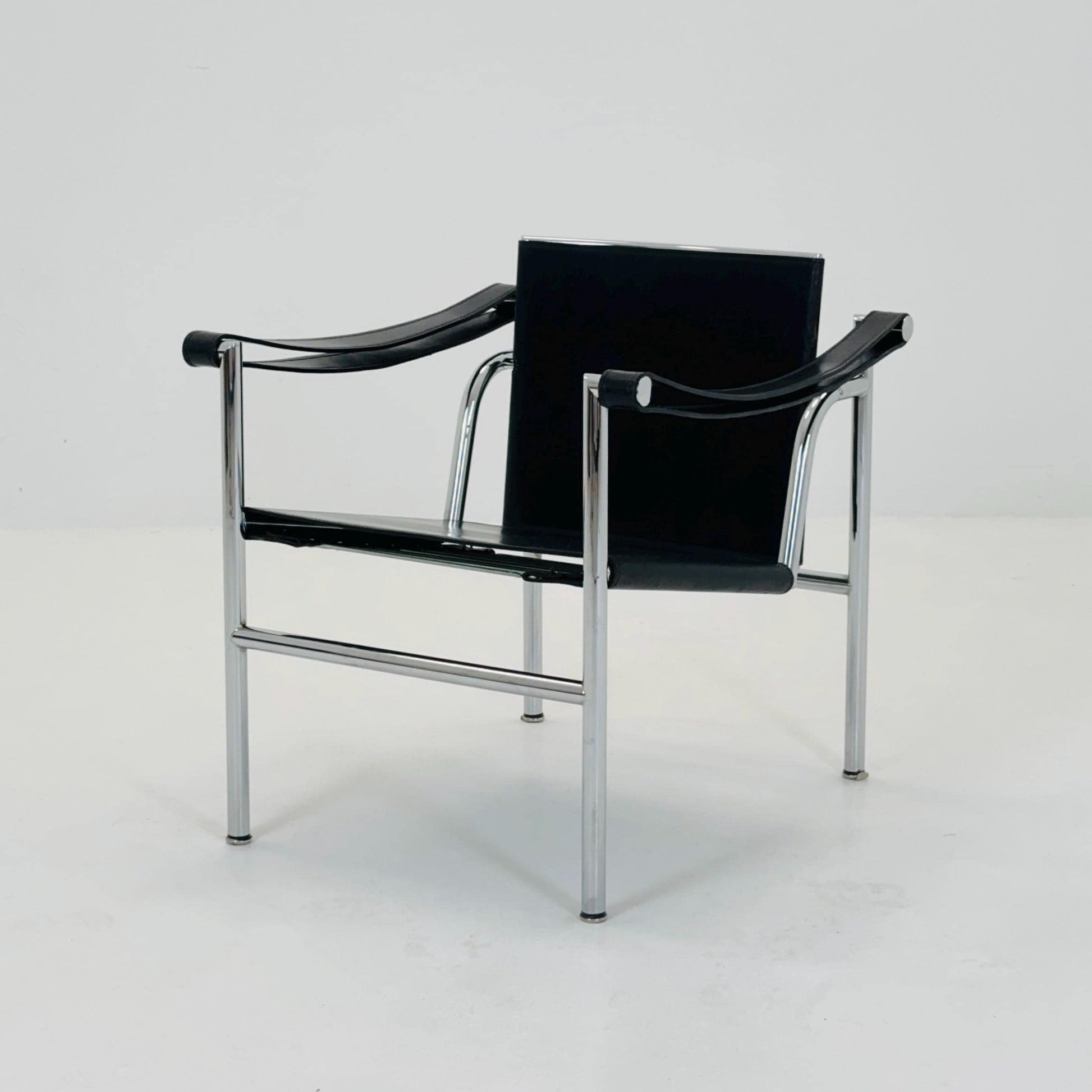 Mid century LC1 black - silver edition armchair by Le Corbusier for Cassina Italy 1970s