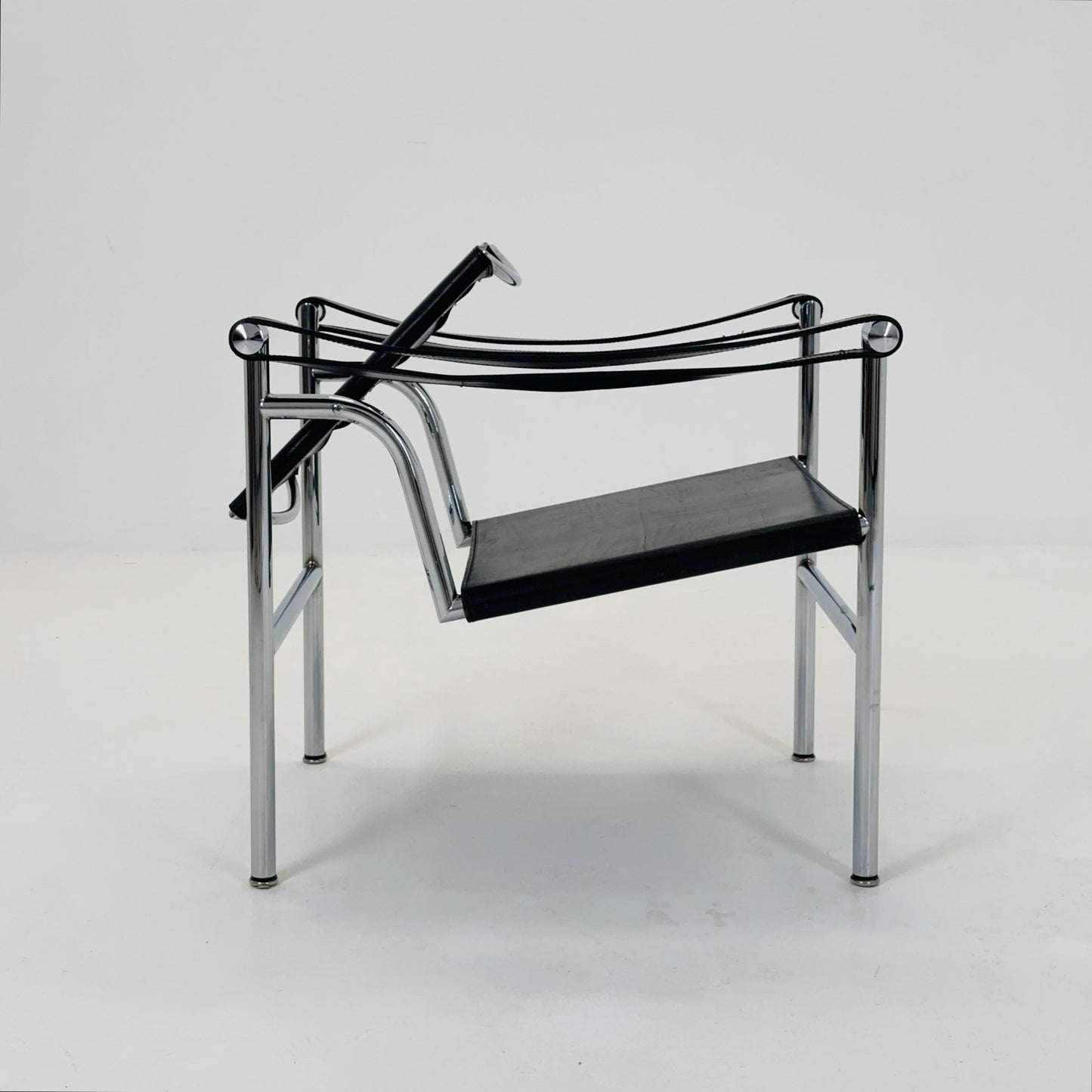 Mid century LC1 black - silver edition armchair by Le Corbusier for Cassina Italy 1970s