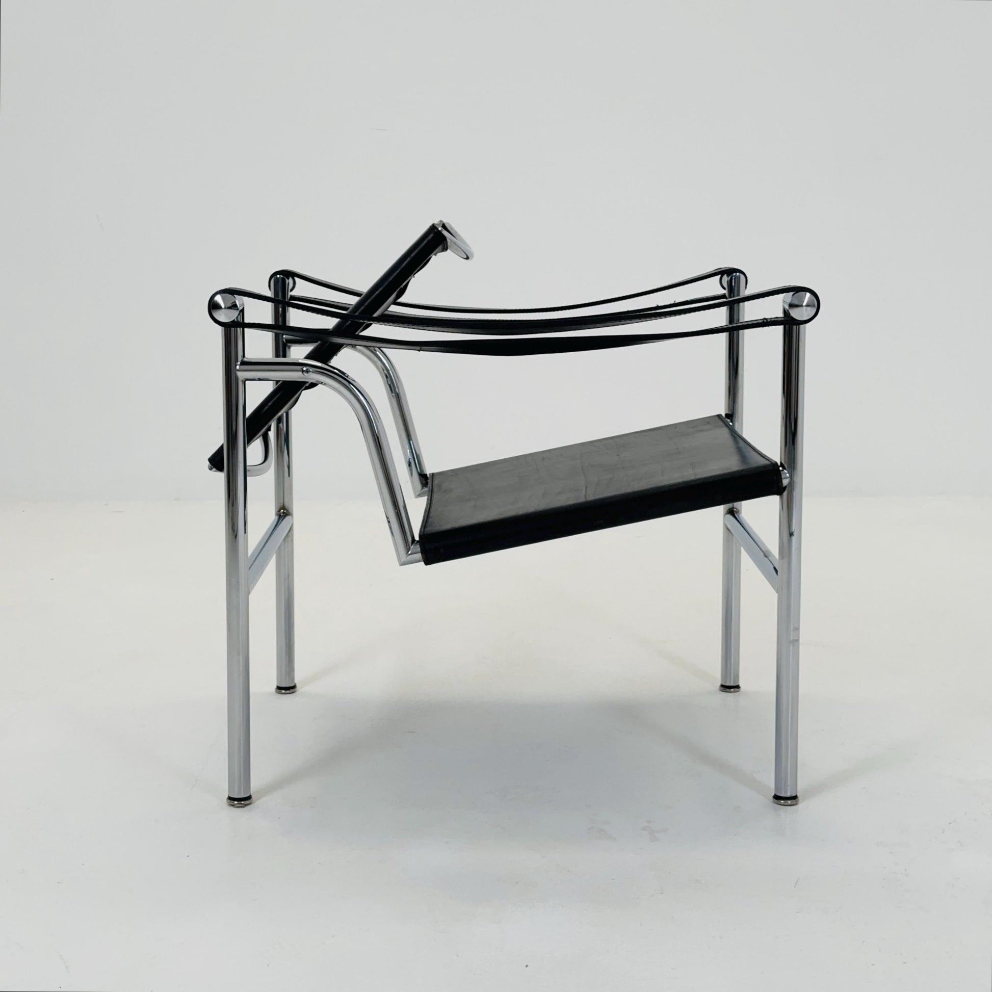 Mid century LC1 black - silver edition armchair by Le Corbusier for Cassina Italy 1970s