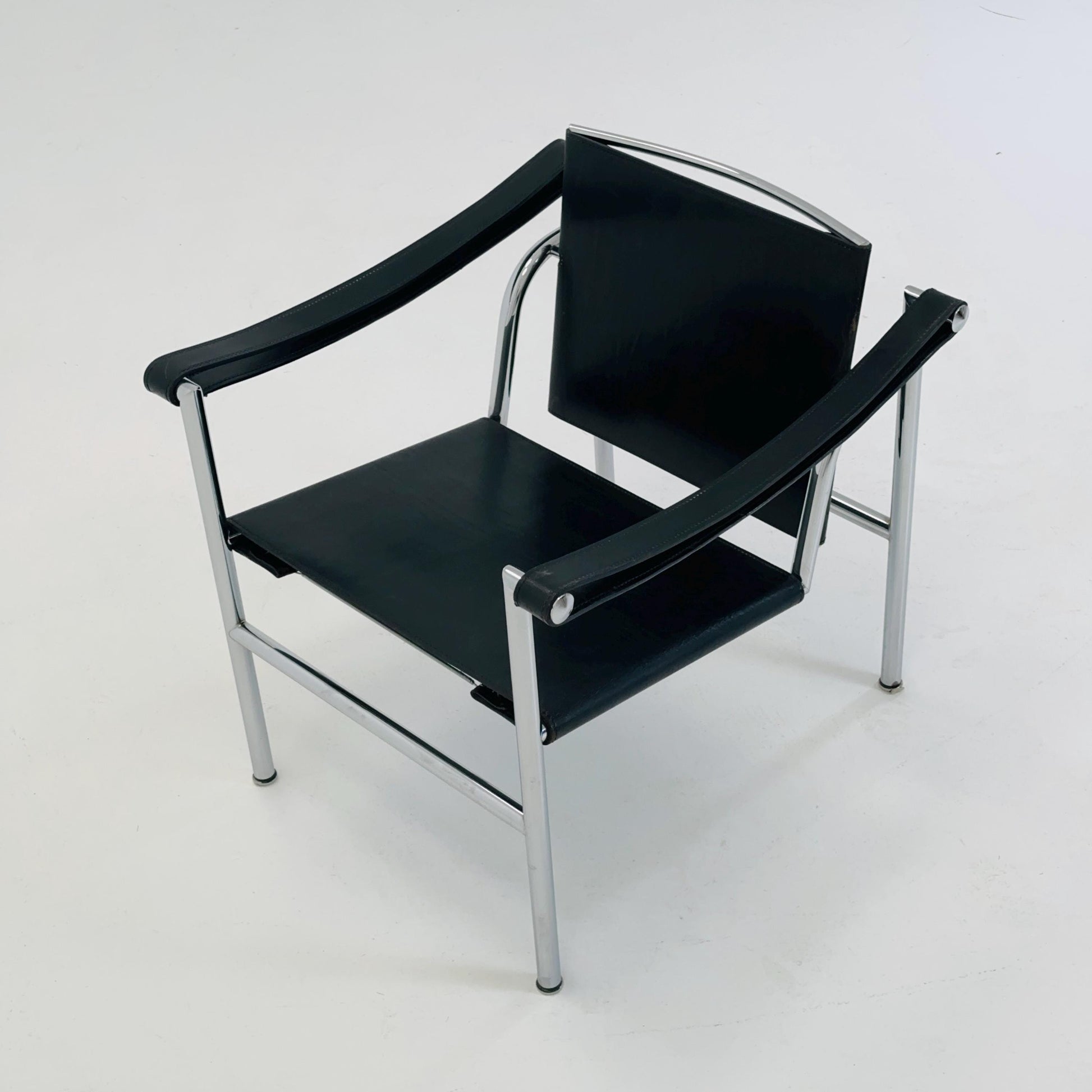Mid century LC1 black - silver edition armchair by Le Corbusier for Cassina Italy 1970s