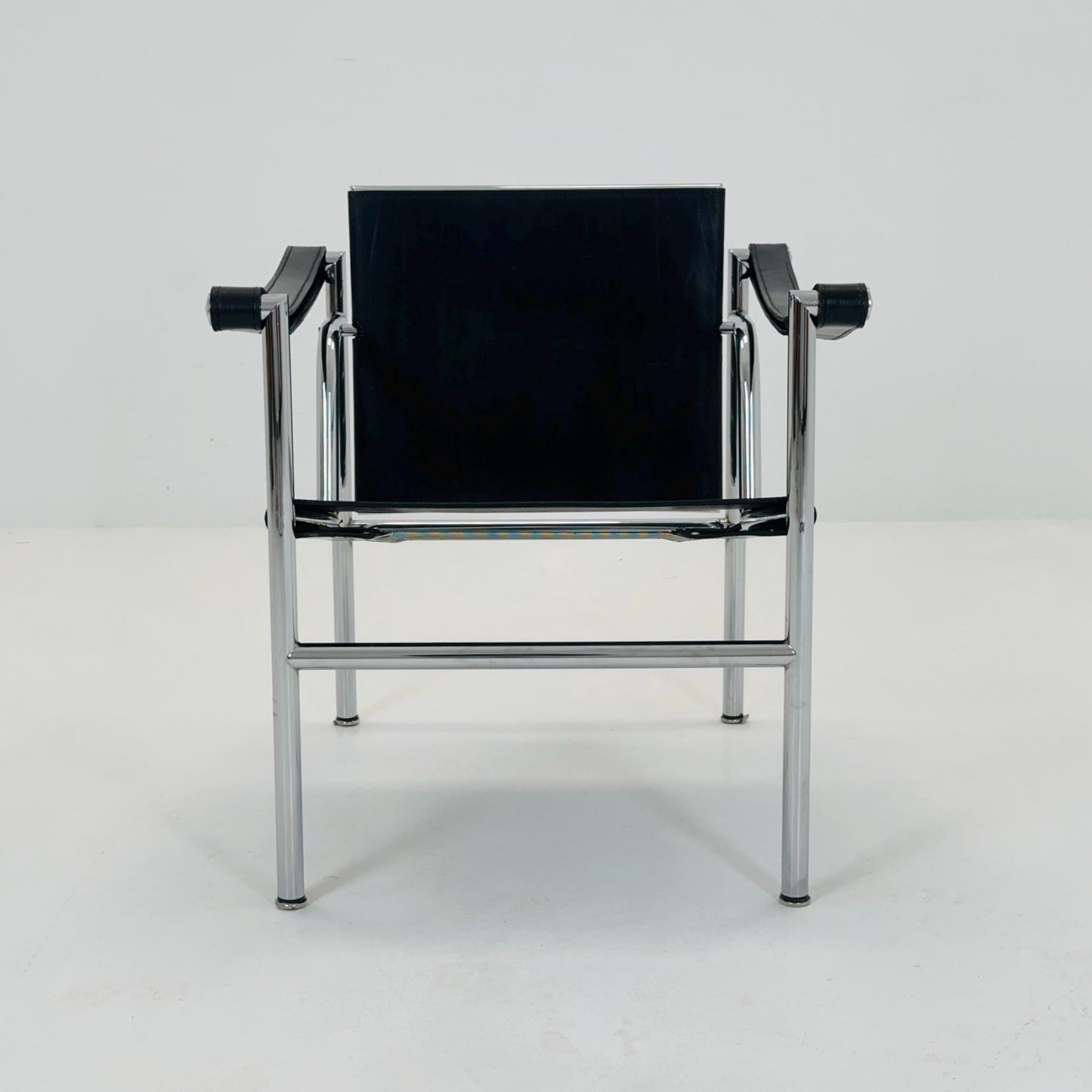 Mid century LC1 black - silver edition armchair by Le Corbusier for Cassina Italy 1970s