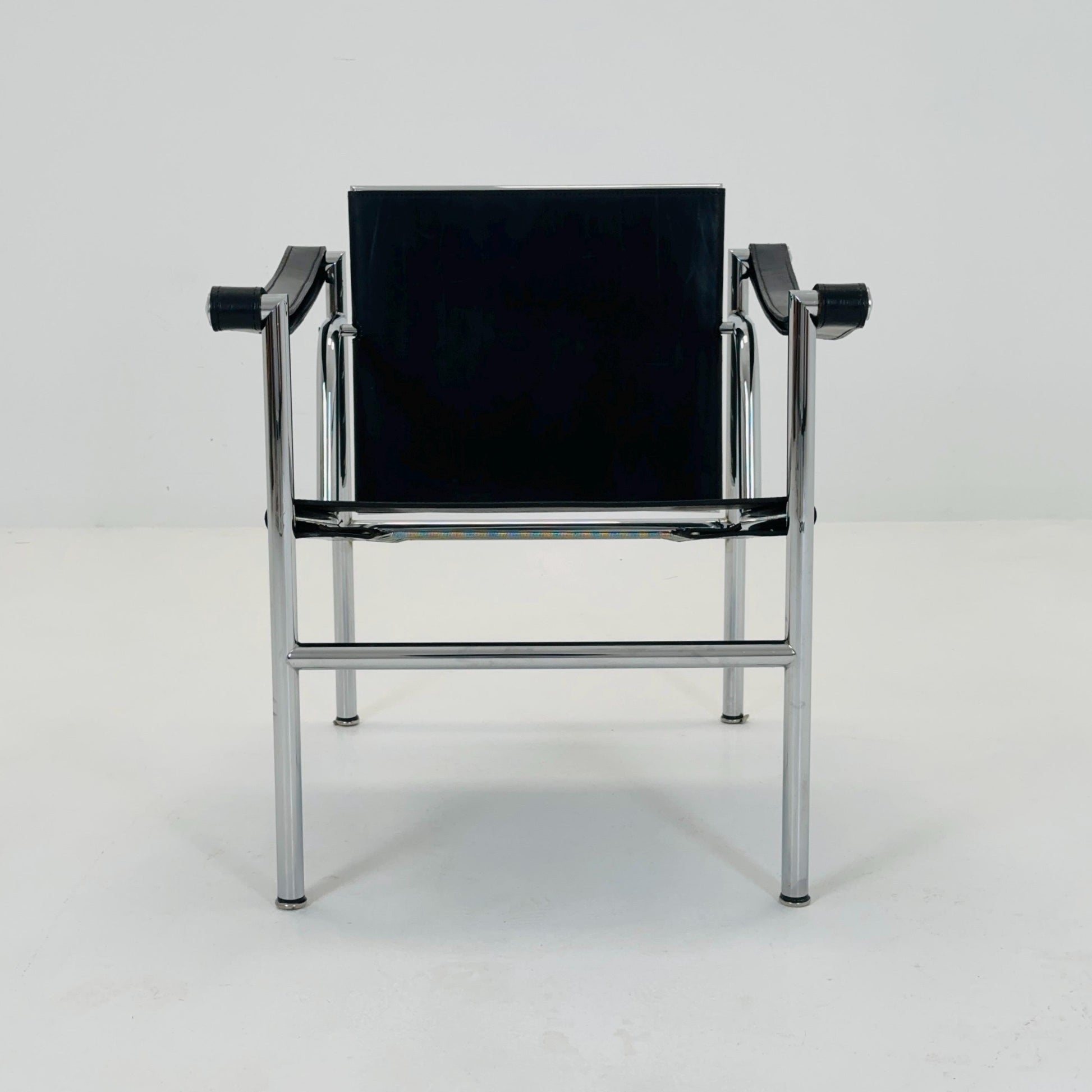 Mid century LC1 black - silver edition armchair by Le Corbusier for Cassina Italy 1970s