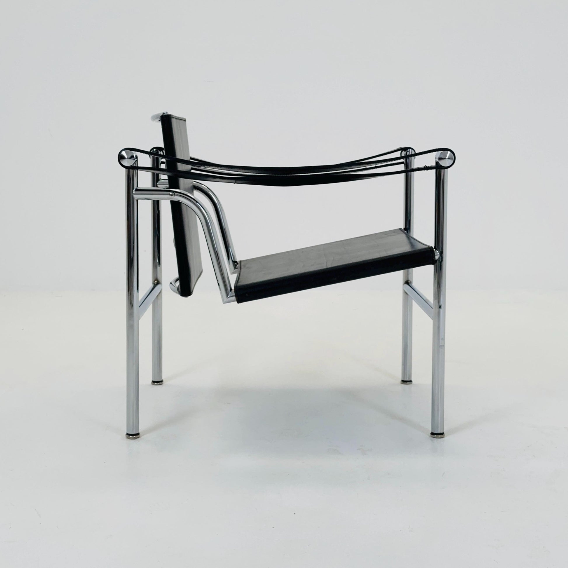 Mid century LC1 black - silver edition armchair by Le Corbusier for Cassina Italy 1970s