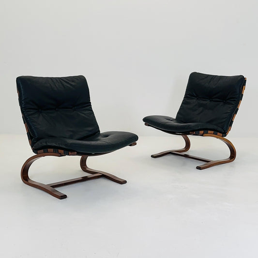 Set of 2 Mid century Kangu Lounge Chairs by Elsa Solheim and Nordahl Solheim for Rybo 1970s