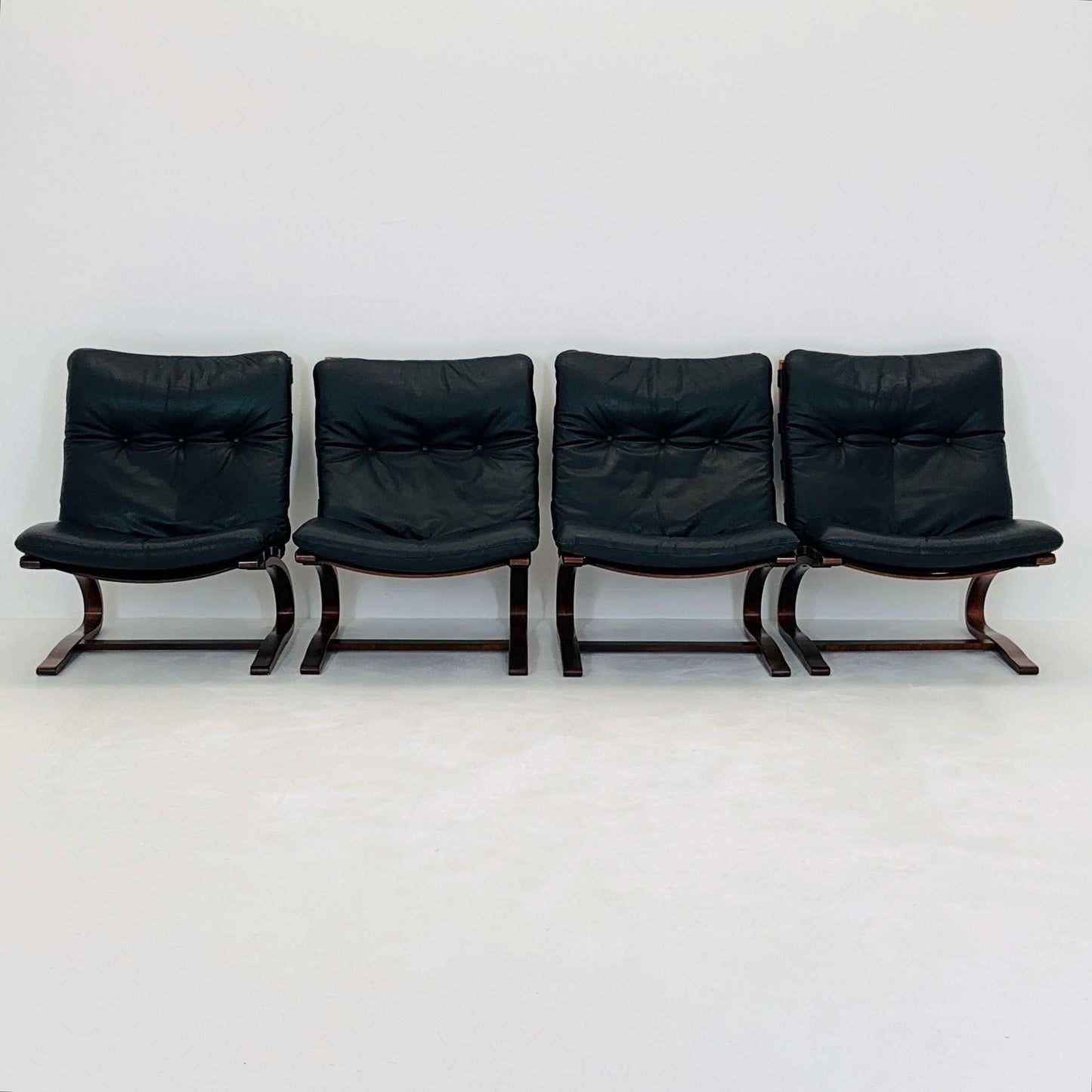 Set of 4 Mid century Kangu Lounge Chairs by Elsa Solheim and Nordahl Solheim for Rybo 1970s
