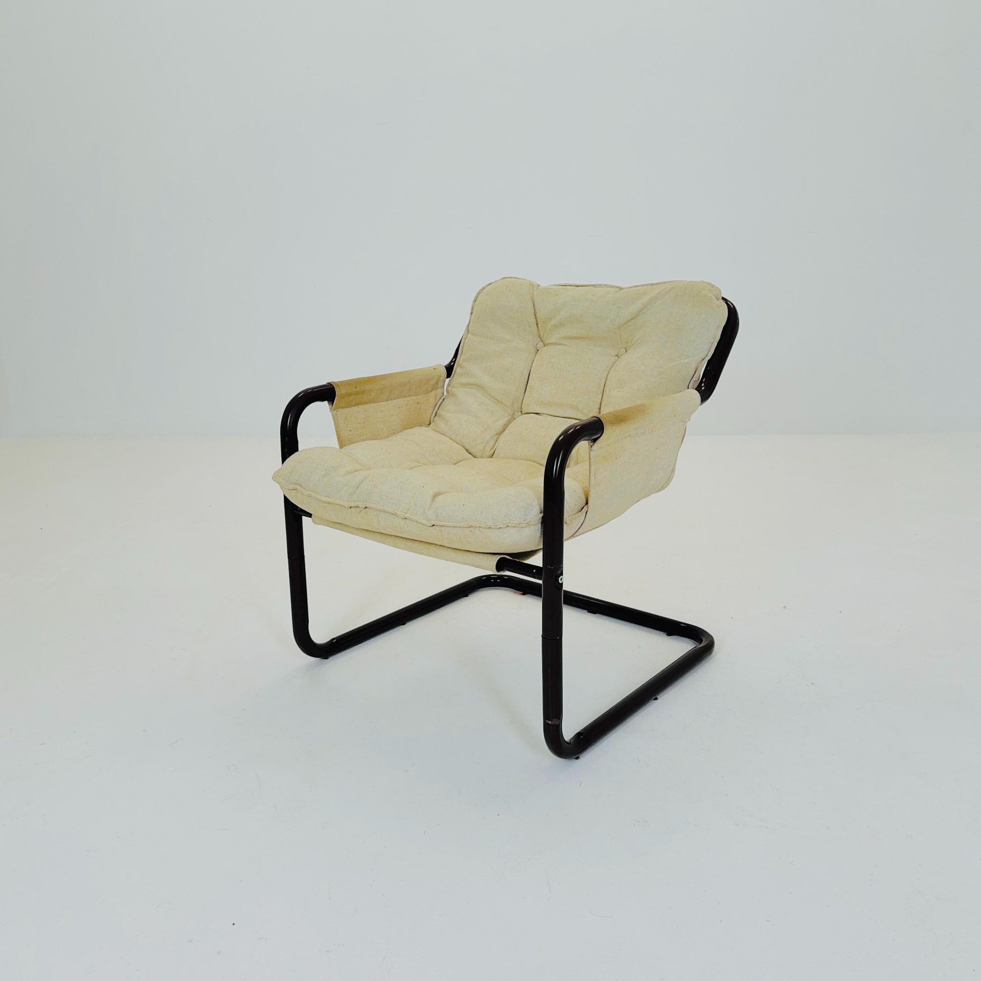 Mid century century Bauhaus tubular canvas armchair for Tomas Jelinek by IKEA 1980s