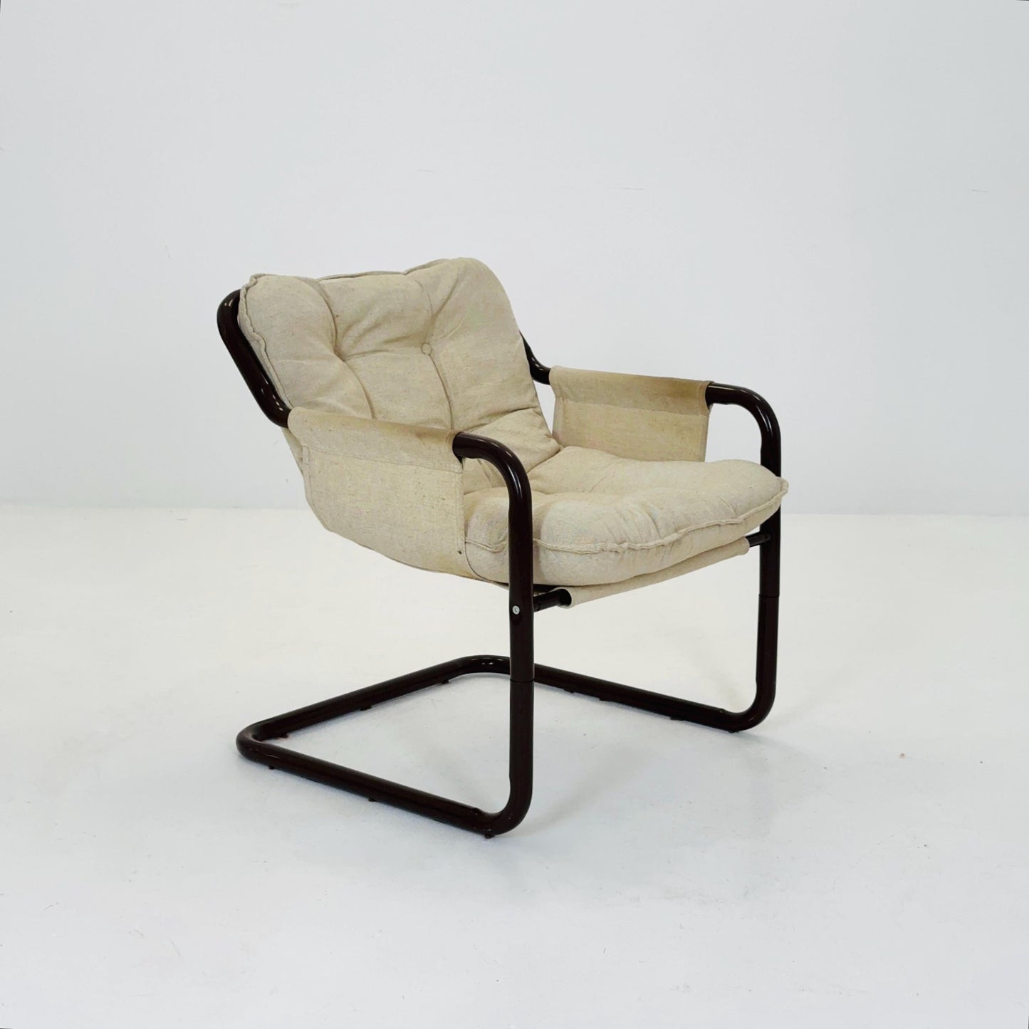 Mid century century Bauhaus tubular canvas armchair for Tomas Jelinek by IKEA 1980s