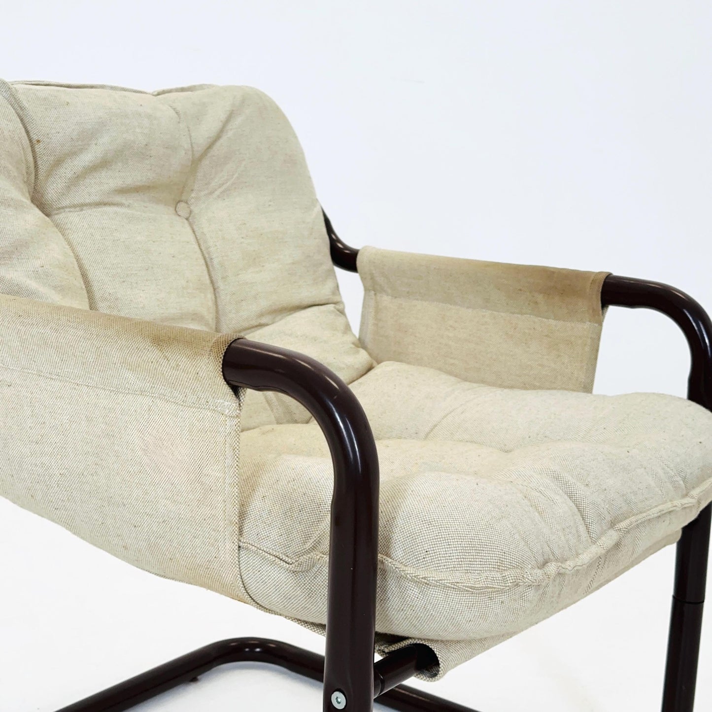 Mid century century Bauhaus tubular canvas armchair for Tomas Jelinek by IKEA 1980s