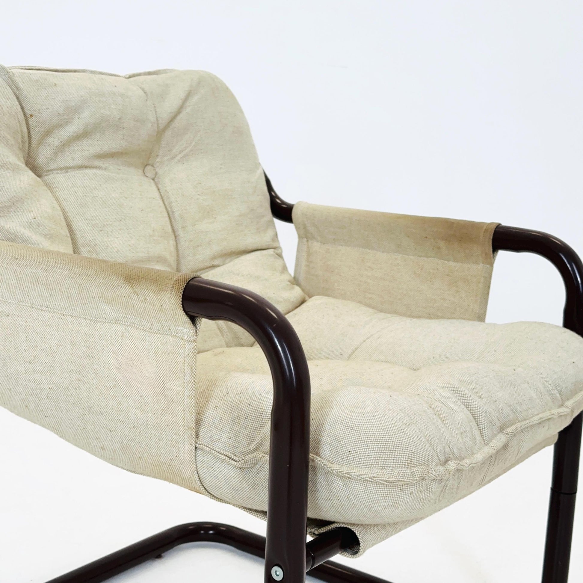 Mid century century Bauhaus tubular canvas armchair for Tomas Jelinek by IKEA 1980s