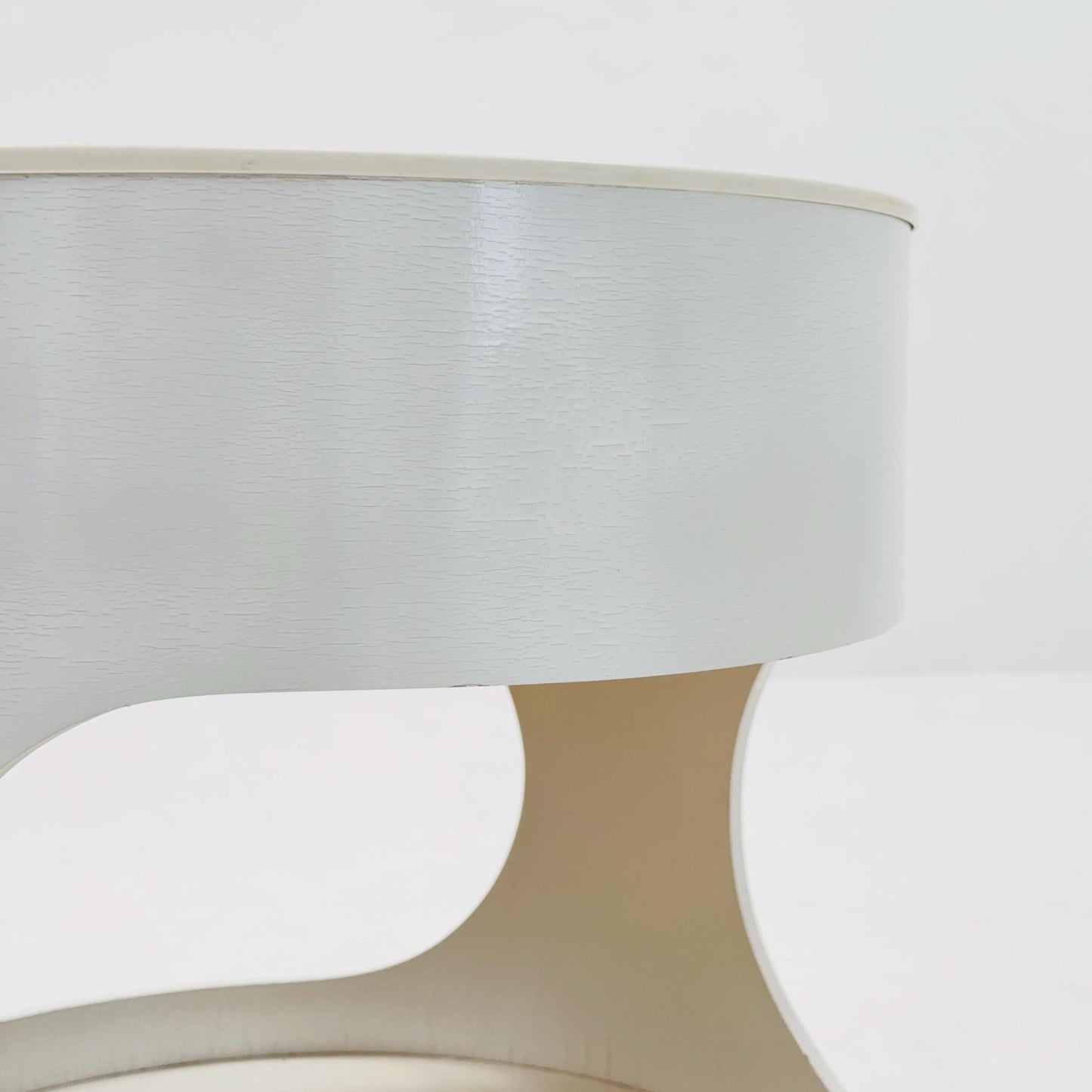 Space Age Luna Side Table 5124 by Opal Möbel, Germany 1970s – Vintage White Rolling Table, Mid-Century Modern