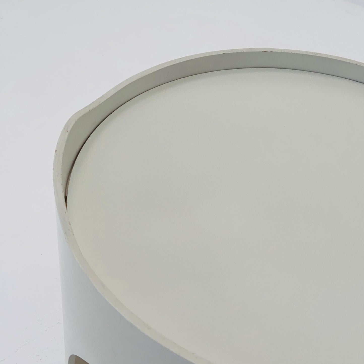 Space Age Luna Side Table 5124 by Opal Möbel, Germany 1970s – Vintage White Rolling Table, Mid-Century Modern