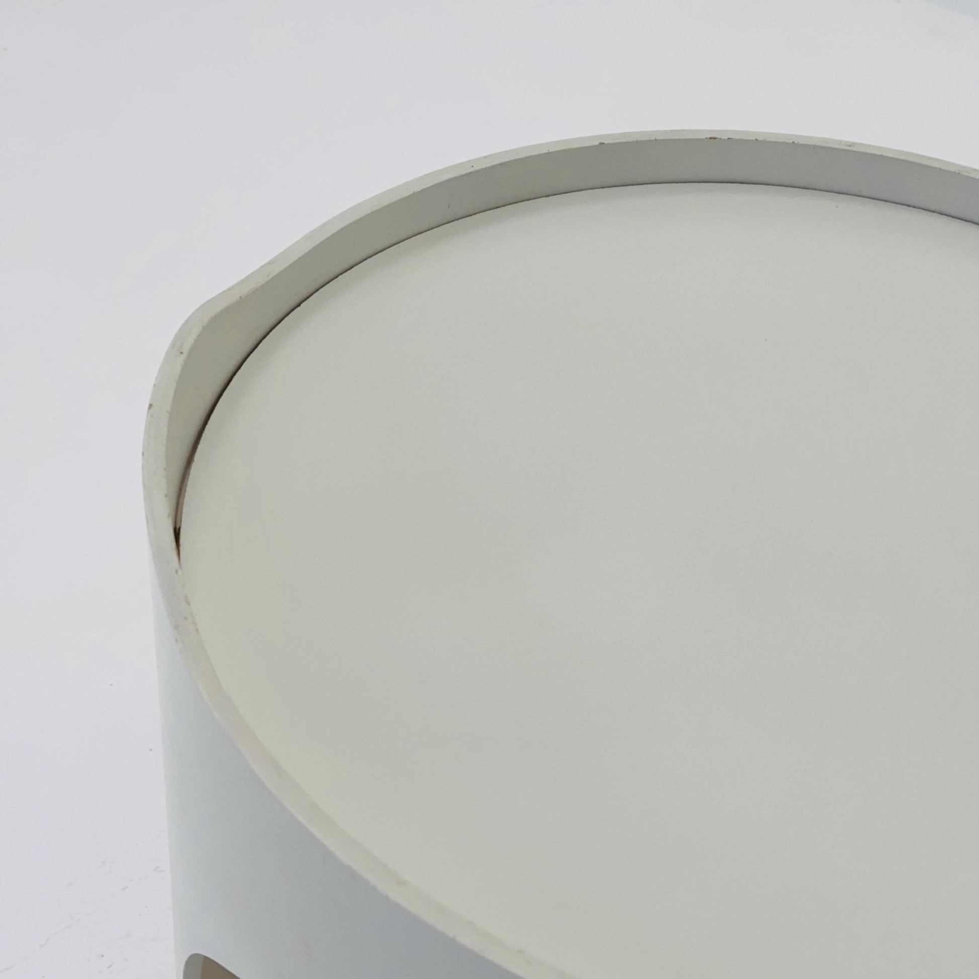 Space Age Luna Side Table 5124 by Opal Möbel, Germany 1970s – Vintage White Rolling Table, Mid-Century Modern