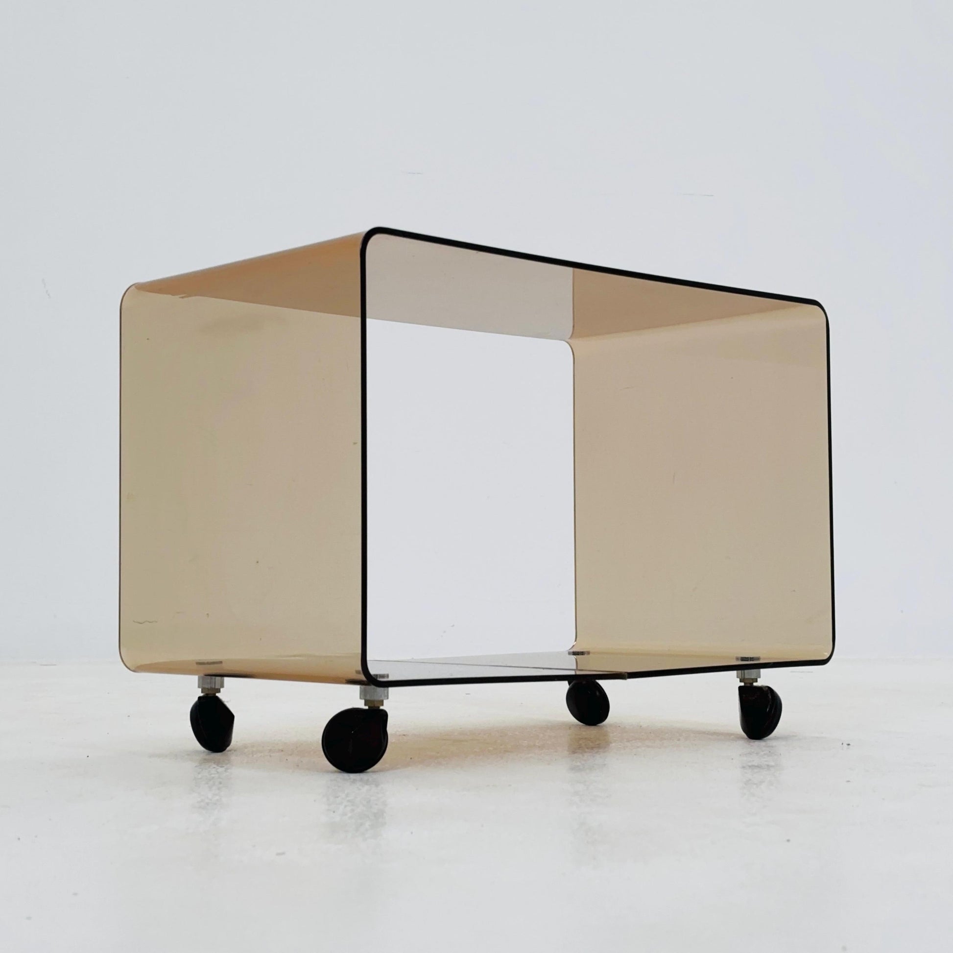 Space age Smoked Brown Plexiglass Trolley-side table by Michel Dumas for Roche Bobois 1970s