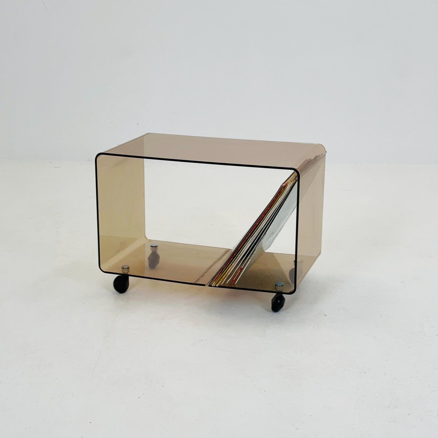 Space age Smoked Brown Plexiglass Trolley-side table by Michel Dumas for Roche Bobois 1970s
