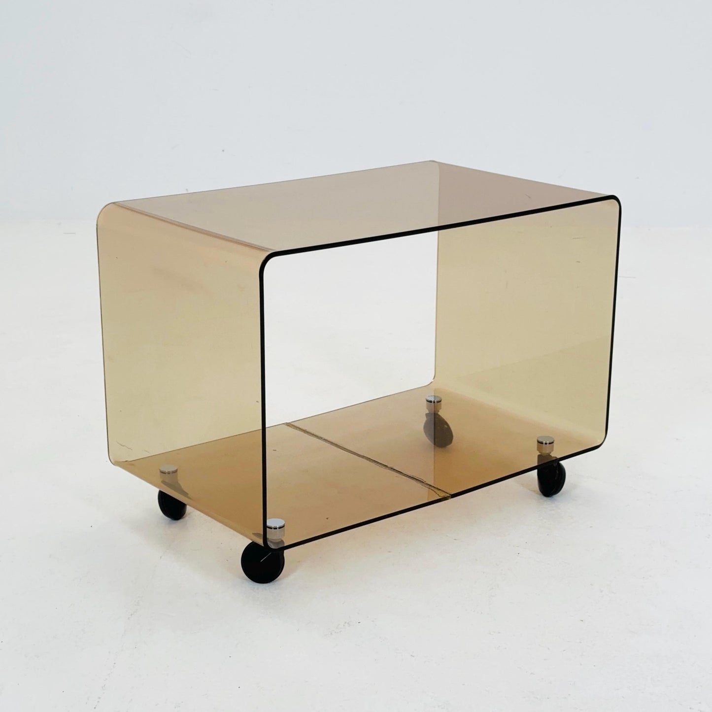 Space age Smoked Brown Plexiglass Trolley-side table by Michel Dumas for Roche Bobois 1970s