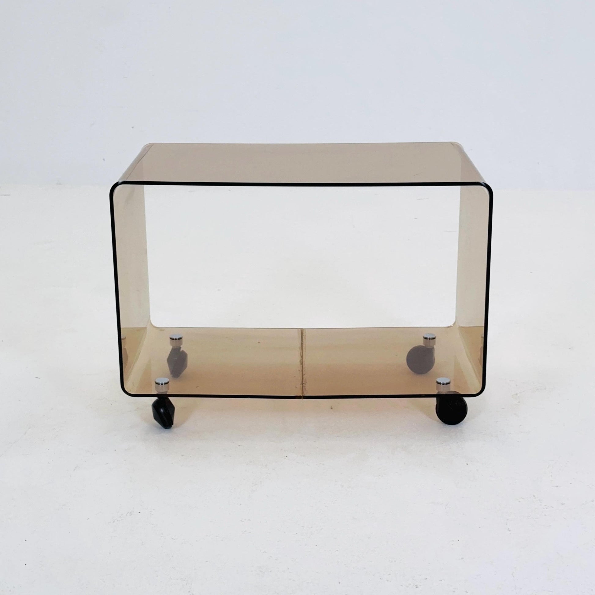 Space age Smoked Brown Plexiglass Trolley-side table by Michel Dumas for Roche Bobois 1970s