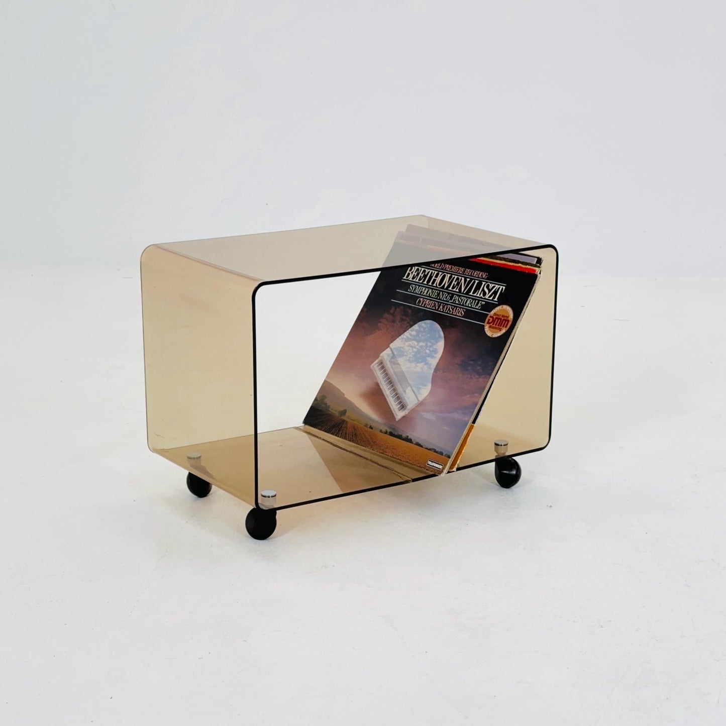 Space age Smoked Brown Plexiglass Trolley-side table by Michel Dumas for Roche Bobois 1970s