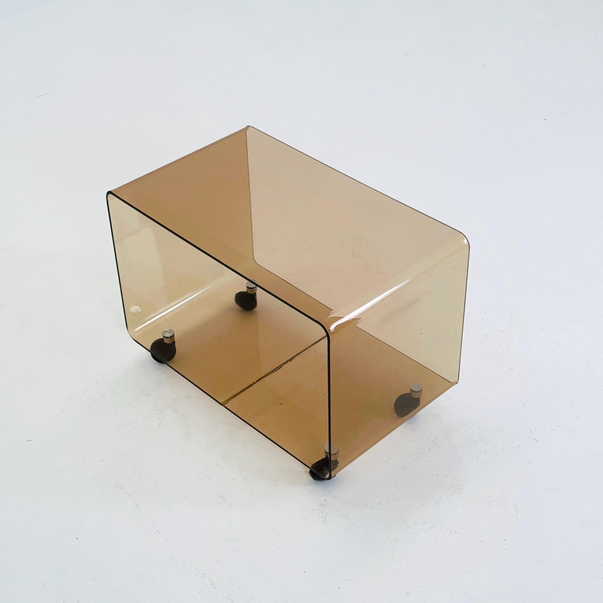 Space age Smoked Brown Plexiglass Trolley-side table by Michel Dumas for Roche Bobois 1970s
