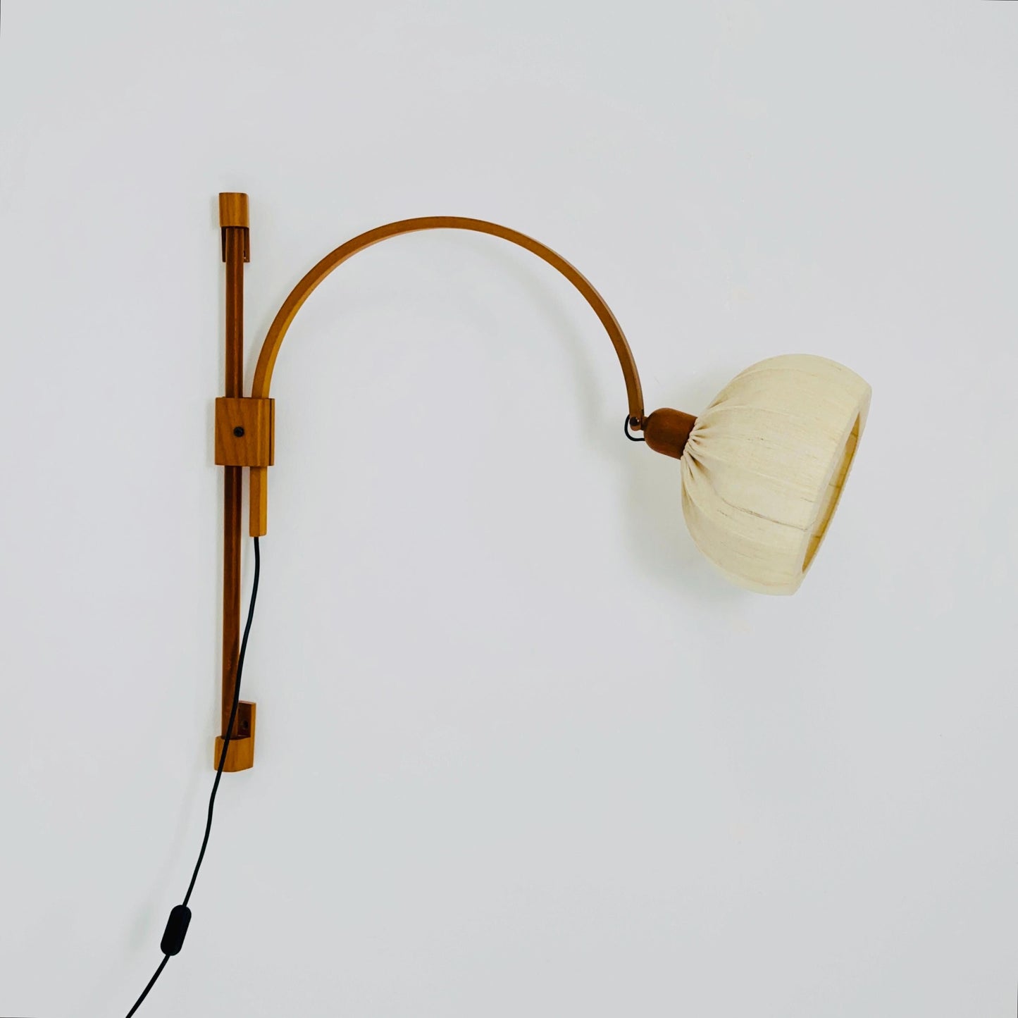 Mid Century Adjustable Teak Wall Lamp by Domus, Model “Archea” | 1960s Germany