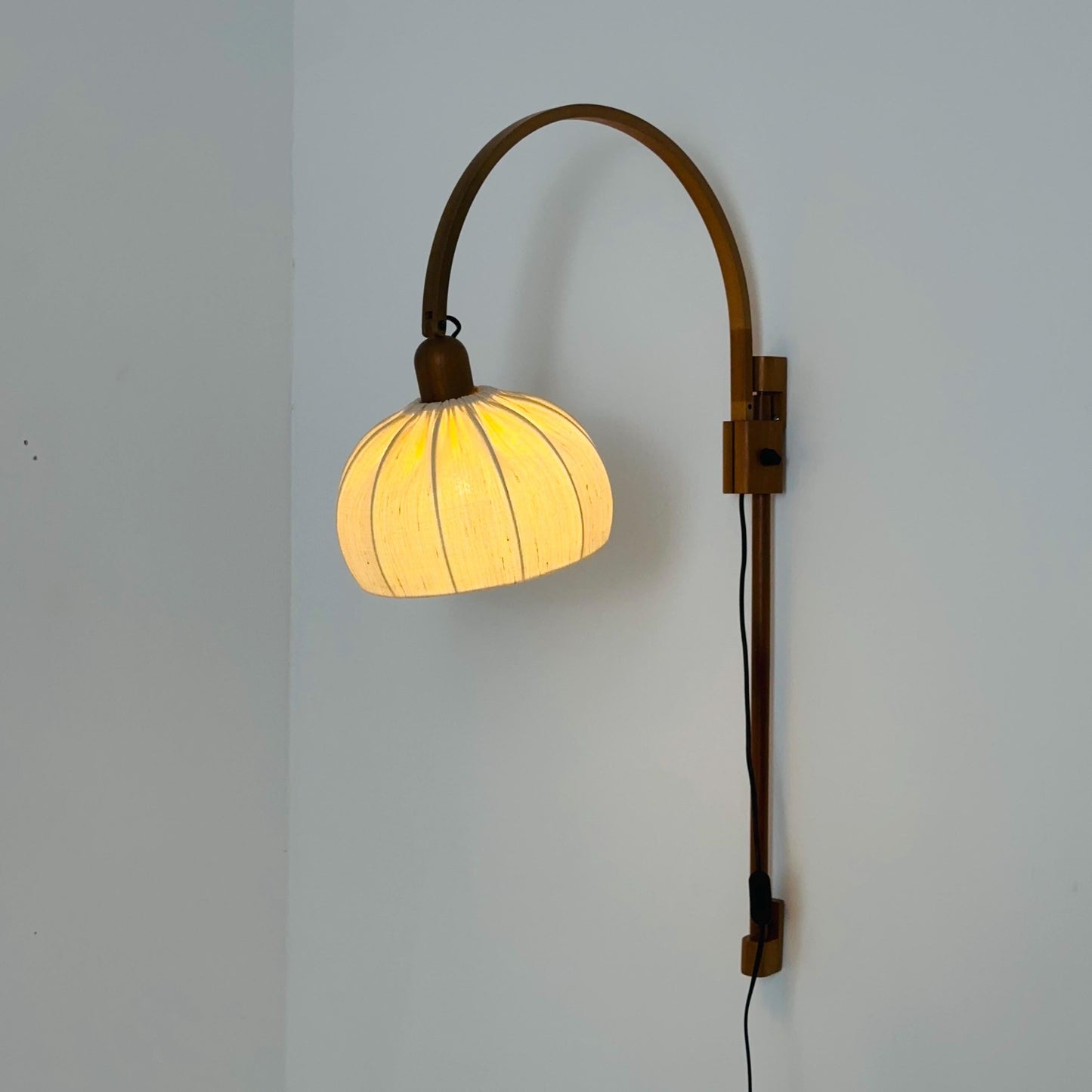 Mid Century Adjustable Teak Wall Lamp by Domus, Model “Archea” | 1960s Germany