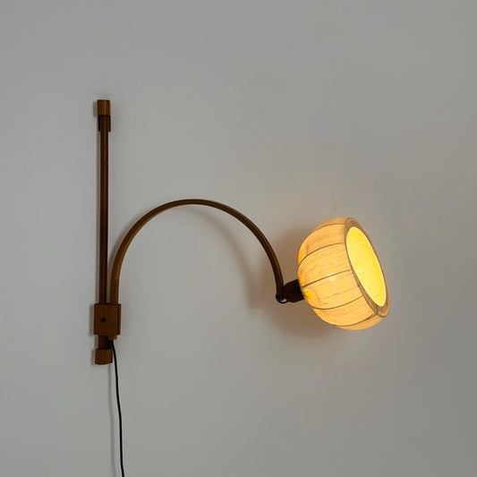Mid Century Adjustable Teak Wall Lamp by Domus, Model “Archea” | 1960s Germany