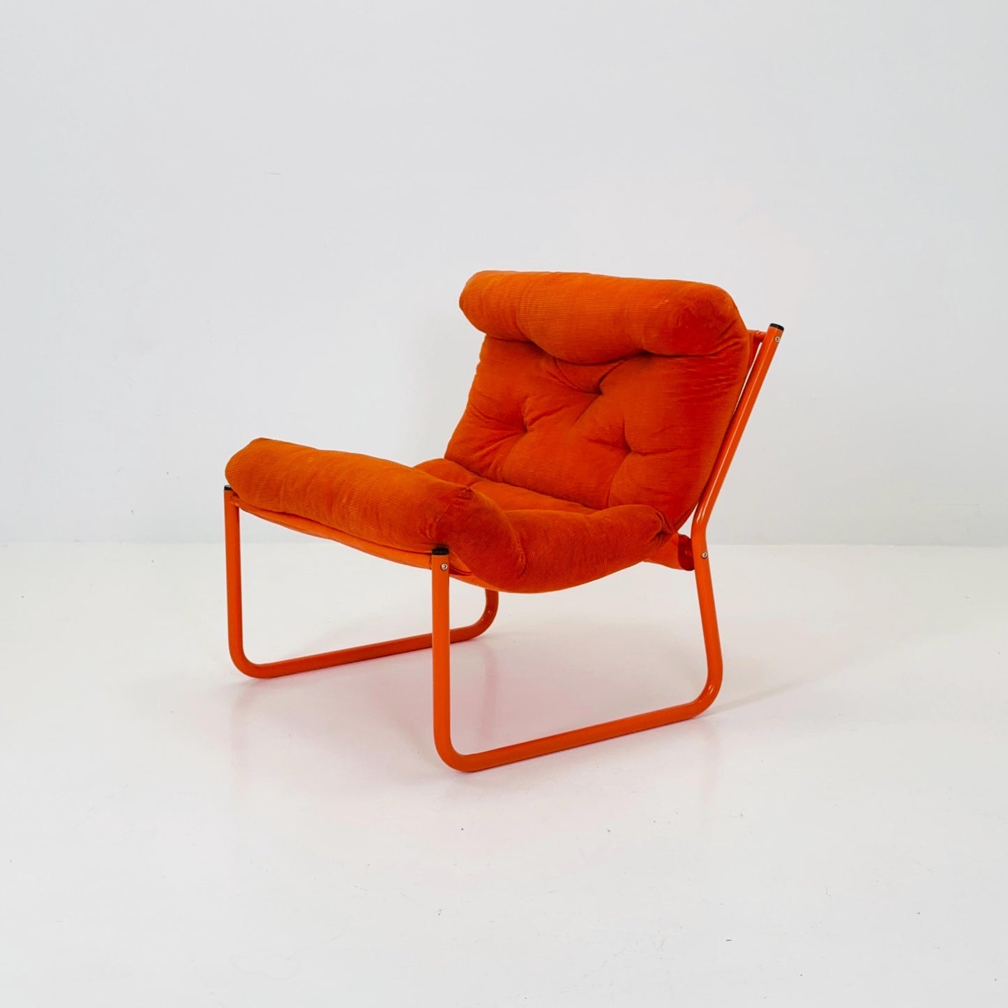 Mid century retro orange Pixi velvet lounge chair by Gillis Lundgren for Ikea, 1970s