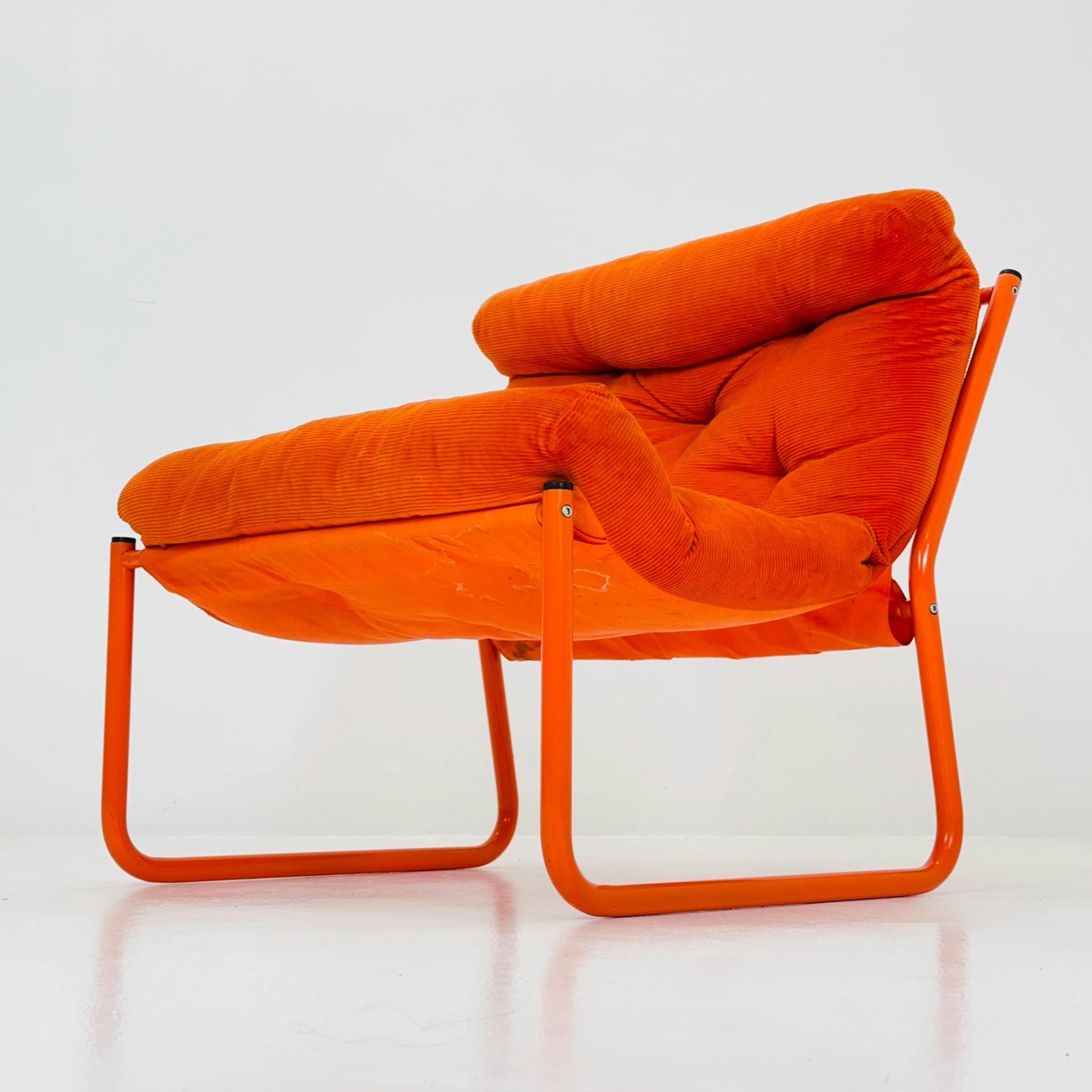 Mid century retro orange Pixi velvet lounge chair by Gillis Lundgren for Ikea, 1970s
