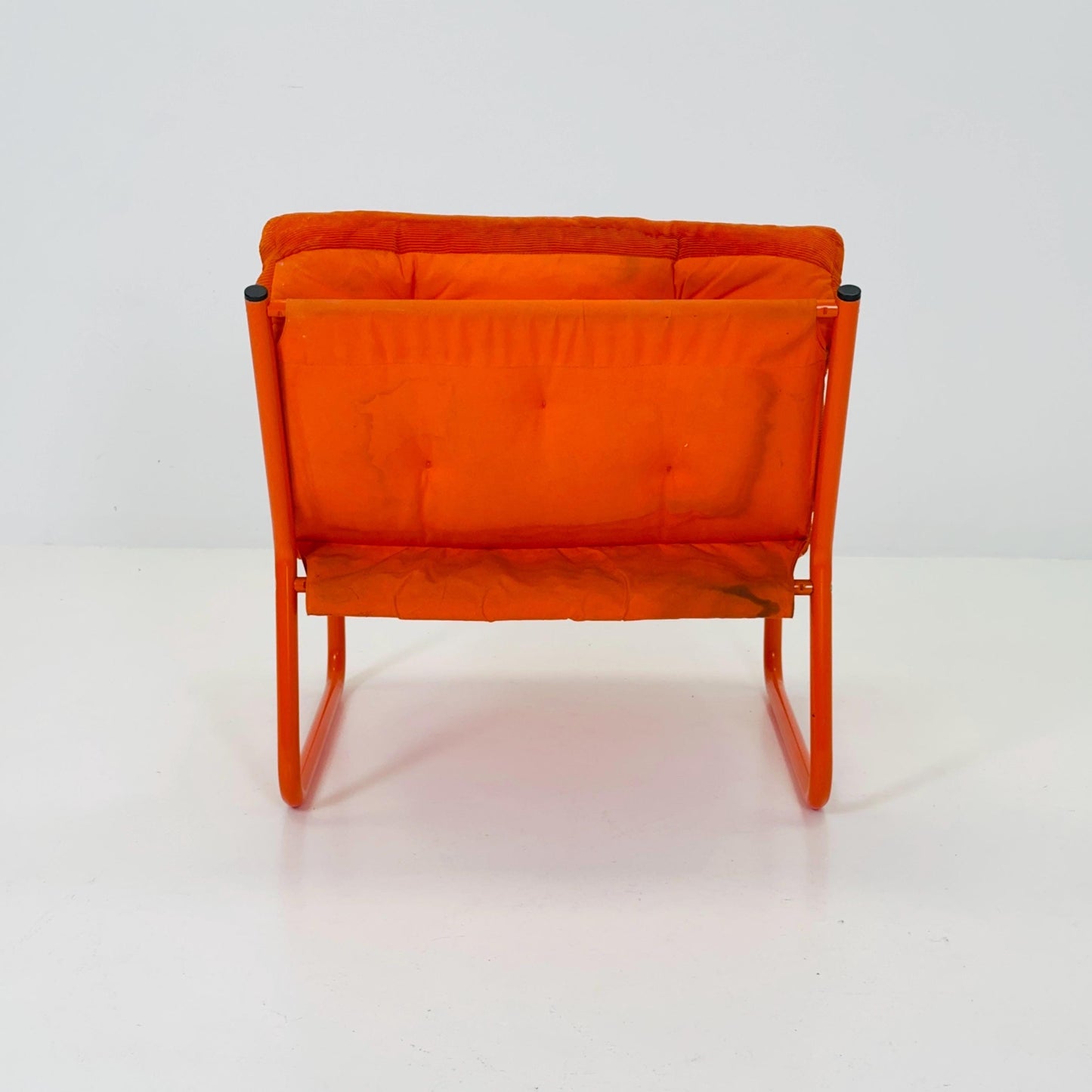 Mid century retro orange Pixi velvet lounge chair by Gillis Lundgren for Ikea, 1970s