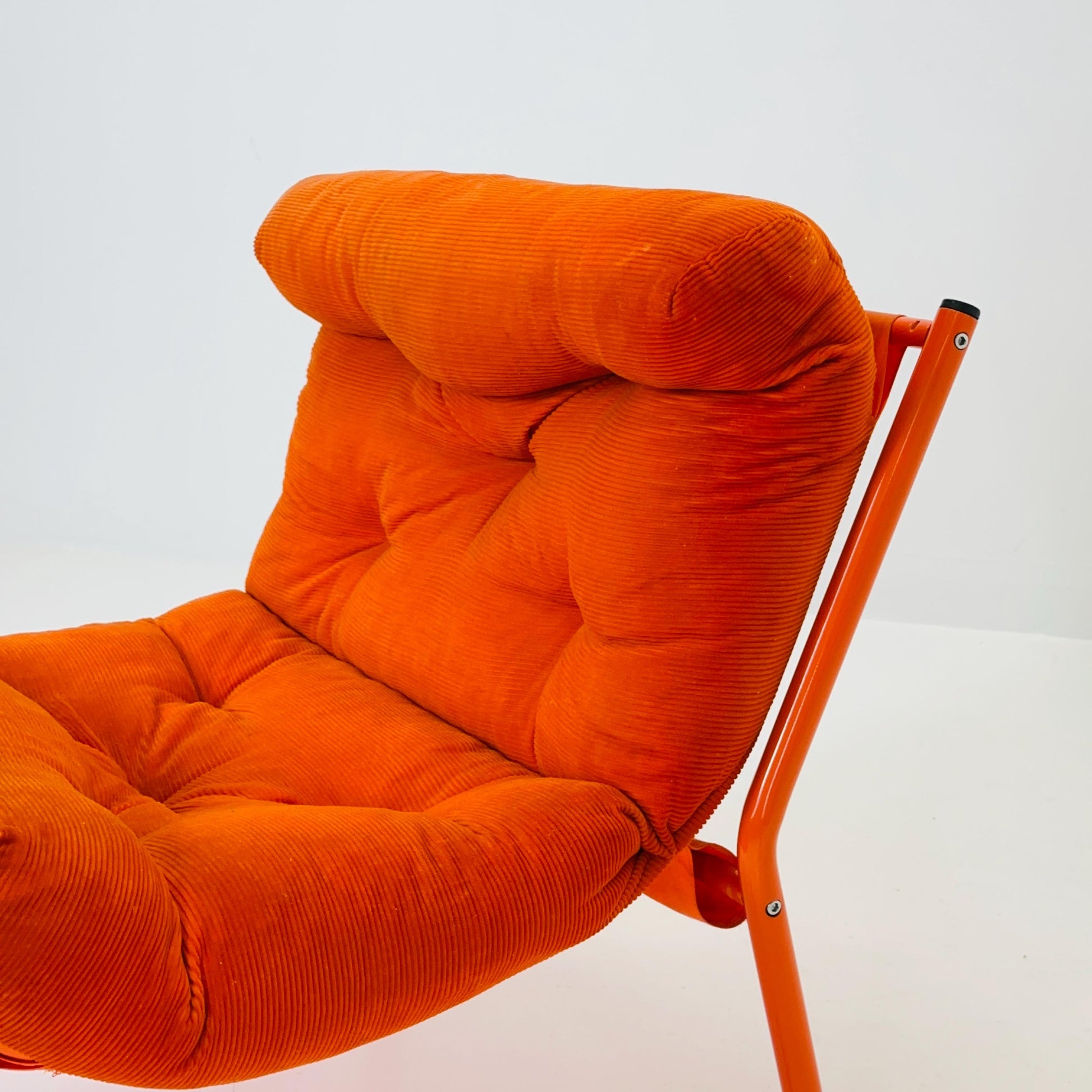 Mid century retro orange Pixi velvet lounge chair by Gillis Lundgren for Ikea, 1970s