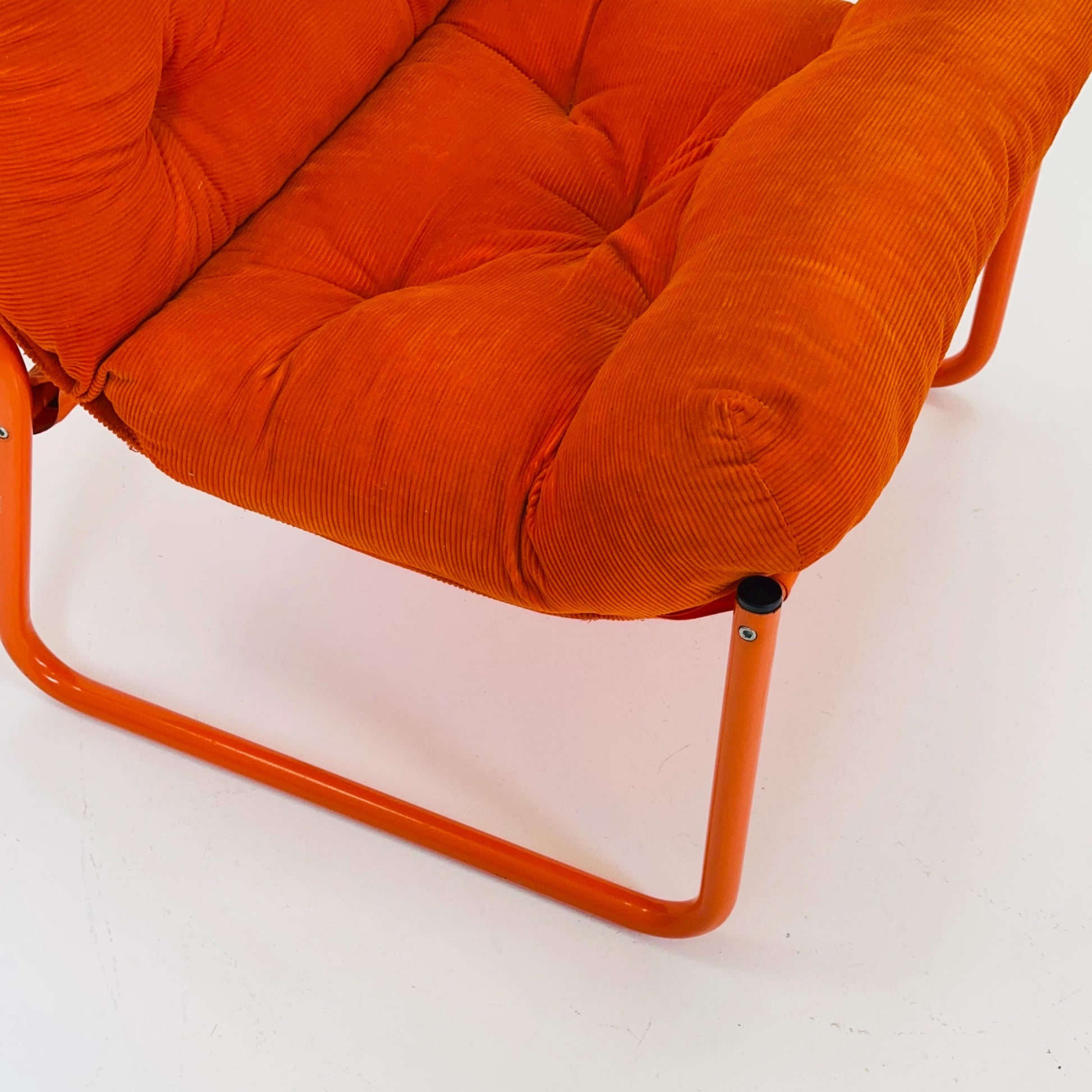 Mid century retro orange Pixi velvet lounge chair by Gillis Lundgren for Ikea, 1970s