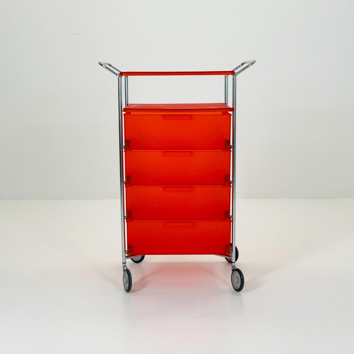 Design Kartell “Mobil” Storage Unit in Orange PMMA & Chrome – Antonio Citterio,for Kartell Italy 1990s