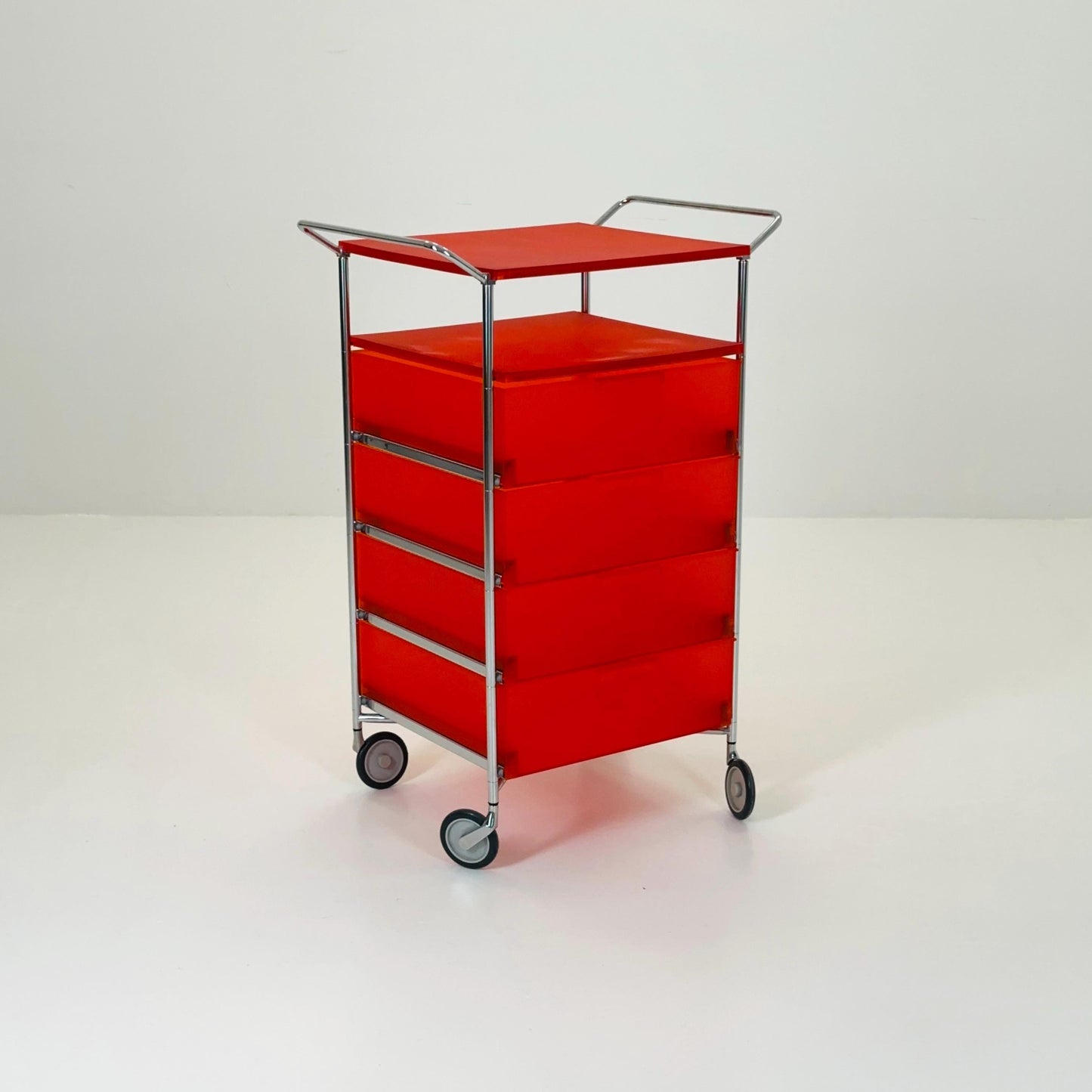 Design Kartell “Mobil” Storage Unit in Orange PMMA & Chrome – Antonio Citterio,for Kartell Italy 1990s