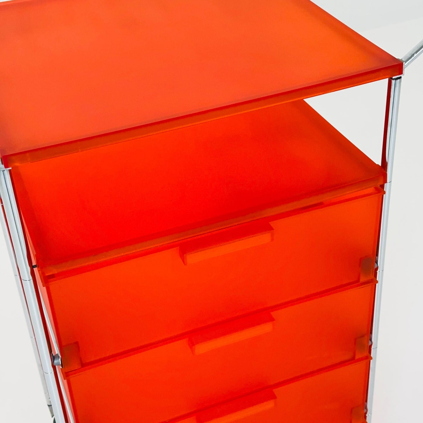 Design Kartell “Mobil” Storage Unit in Orange PMMA & Chrome – Antonio Citterio,for Kartell Italy 1990s
