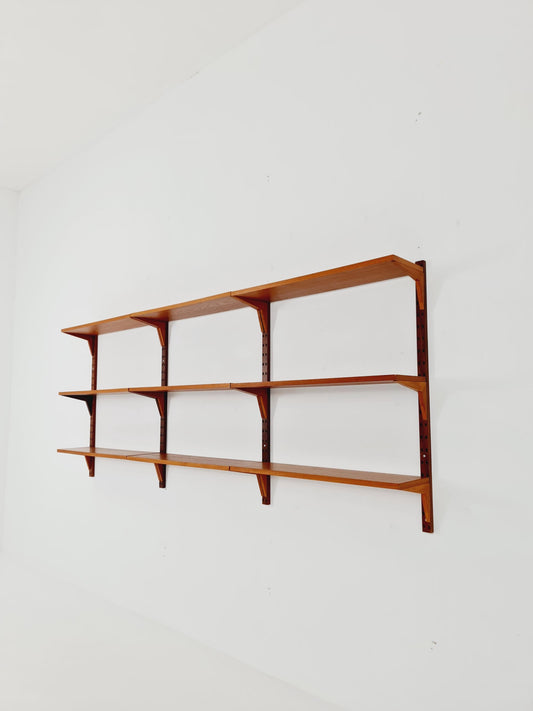 Midcentury Danish teak Wall-Mounted Shelving Unit, by Poul Cadovius, 1960s