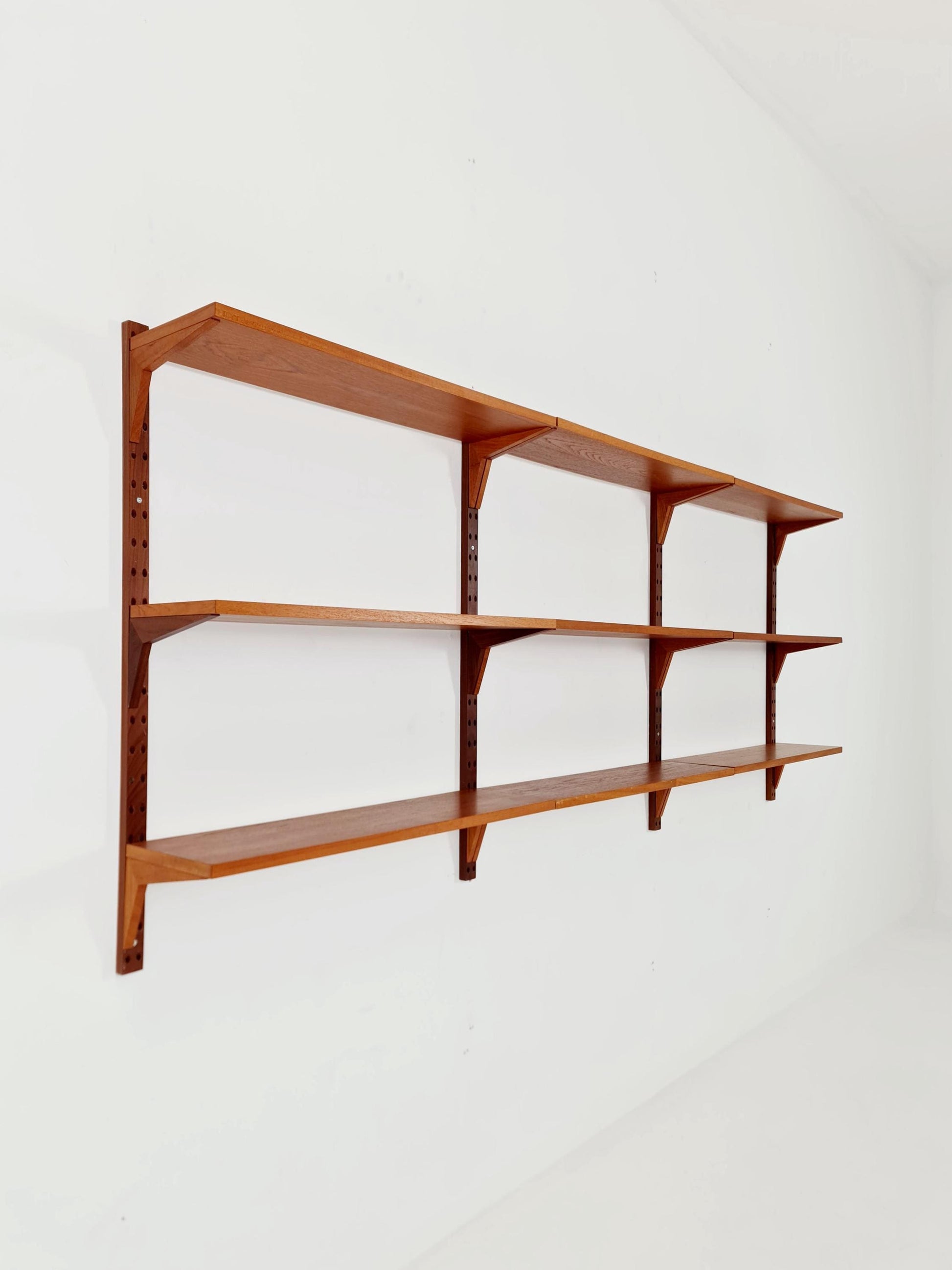 Midcentury Danish teak Wall-Mounted Shelving Unit, by Poul Cadovius, 1960s