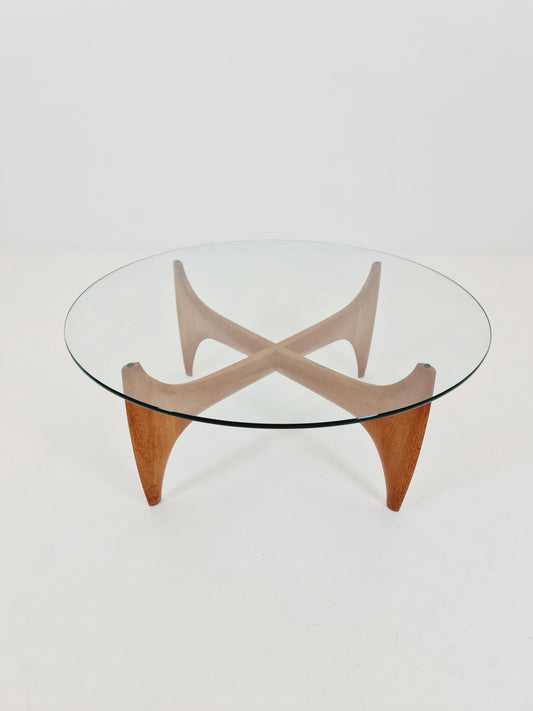 vintage teak and Glass coffe table by Wilhelm Renz 1960
