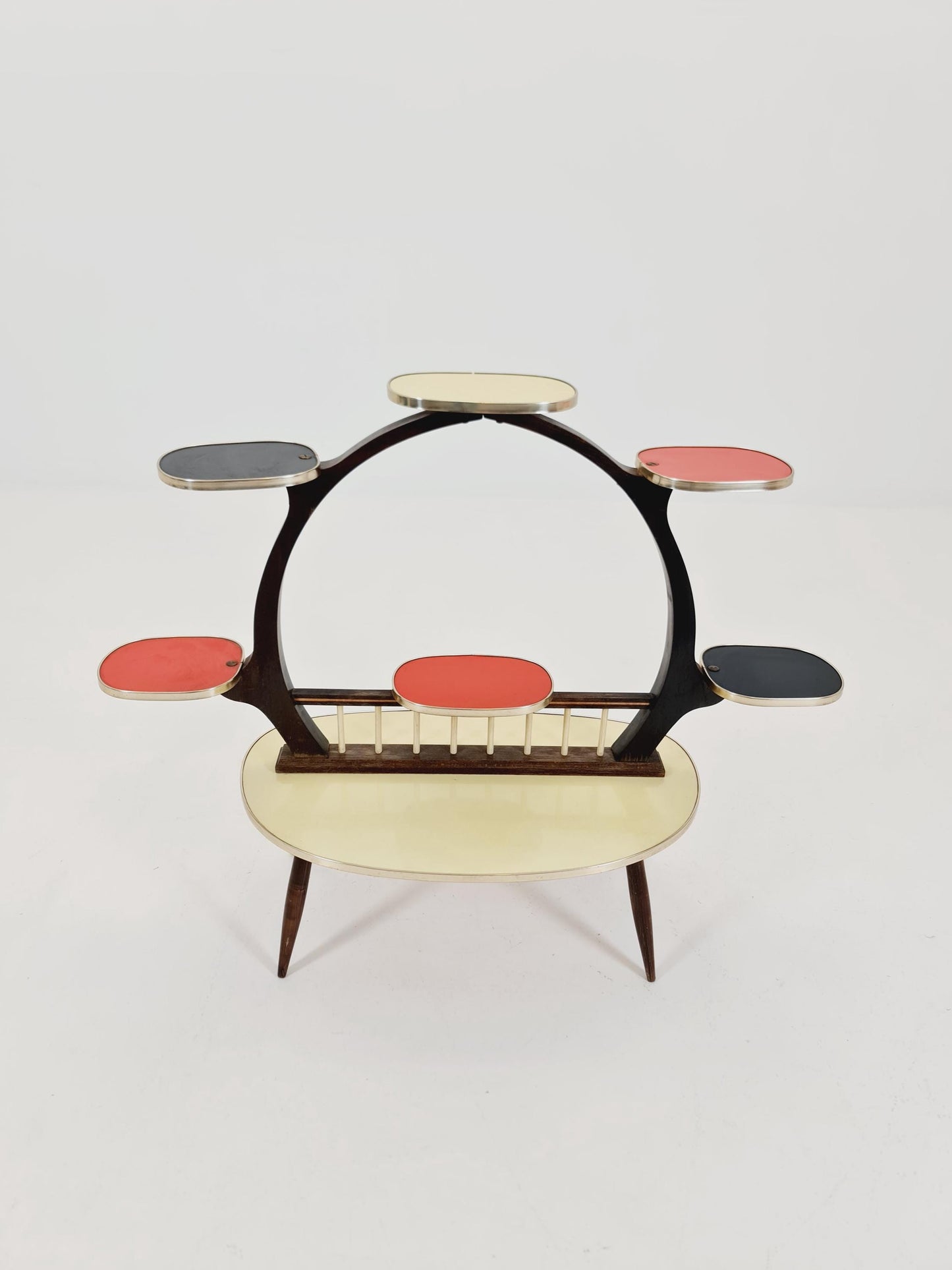 Big 1950s German Plant Stand, Colorful Vintage Mid-Century Minimalist Indoor Plant Stand Side Table Retro flower table