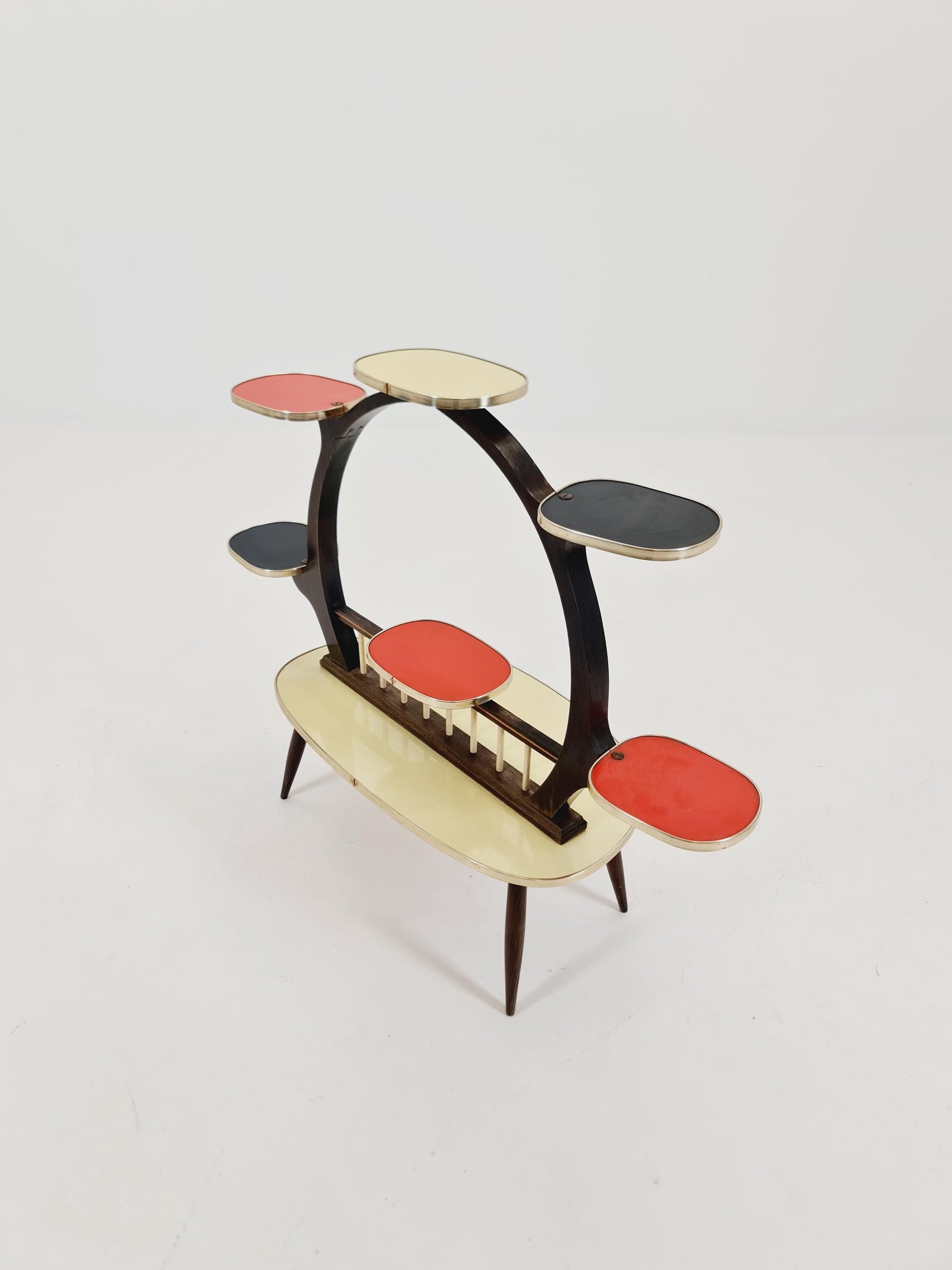 Big 1950s German Plant Stand, Colorful Vintage Mid-Century Minimalist Indoor Plant Stand Side Table Retro flower table