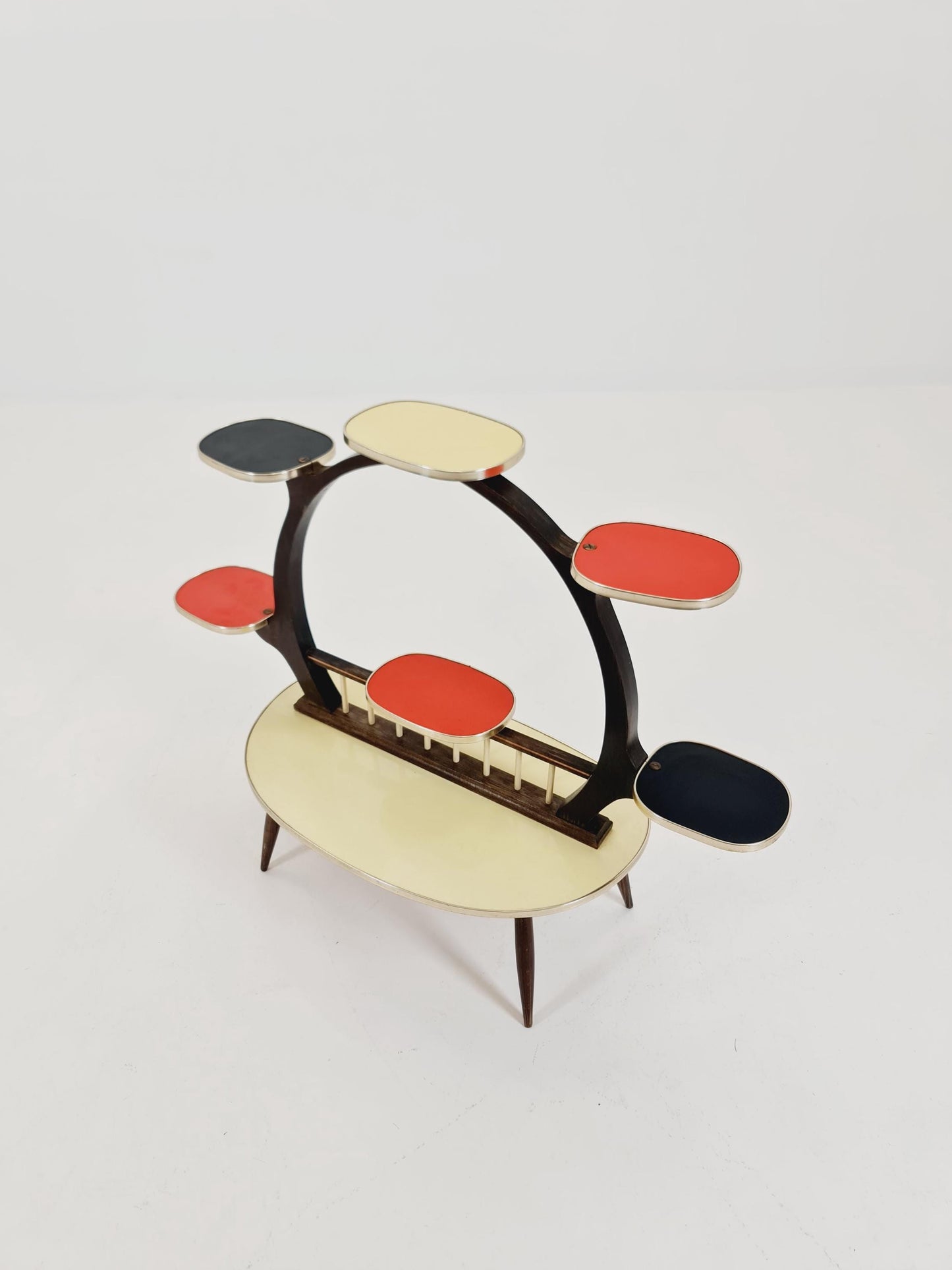 Big 1950s German Plant Stand, Colorful Vintage Mid-Century Minimalist Indoor Plant Stand Side Table Retro flower table