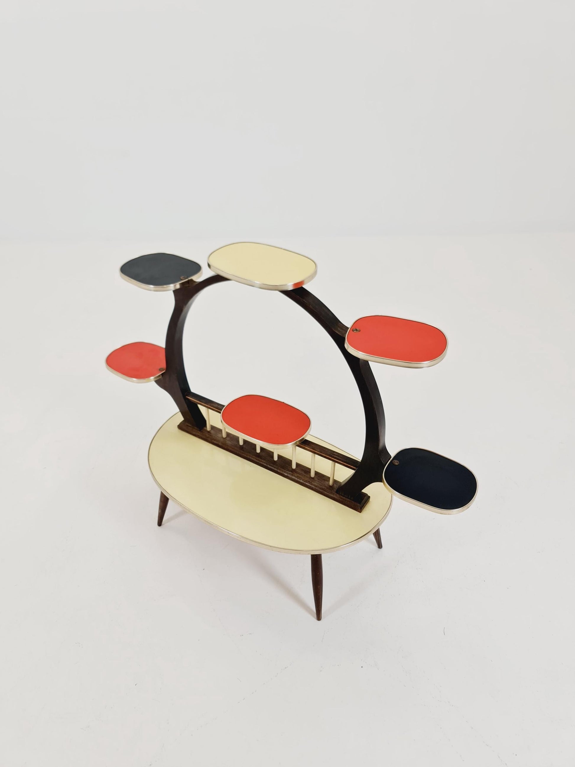Big 1950s German Plant Stand, Colorful Vintage Mid-Century Minimalist Indoor Plant Stand Side Table Retro flower table