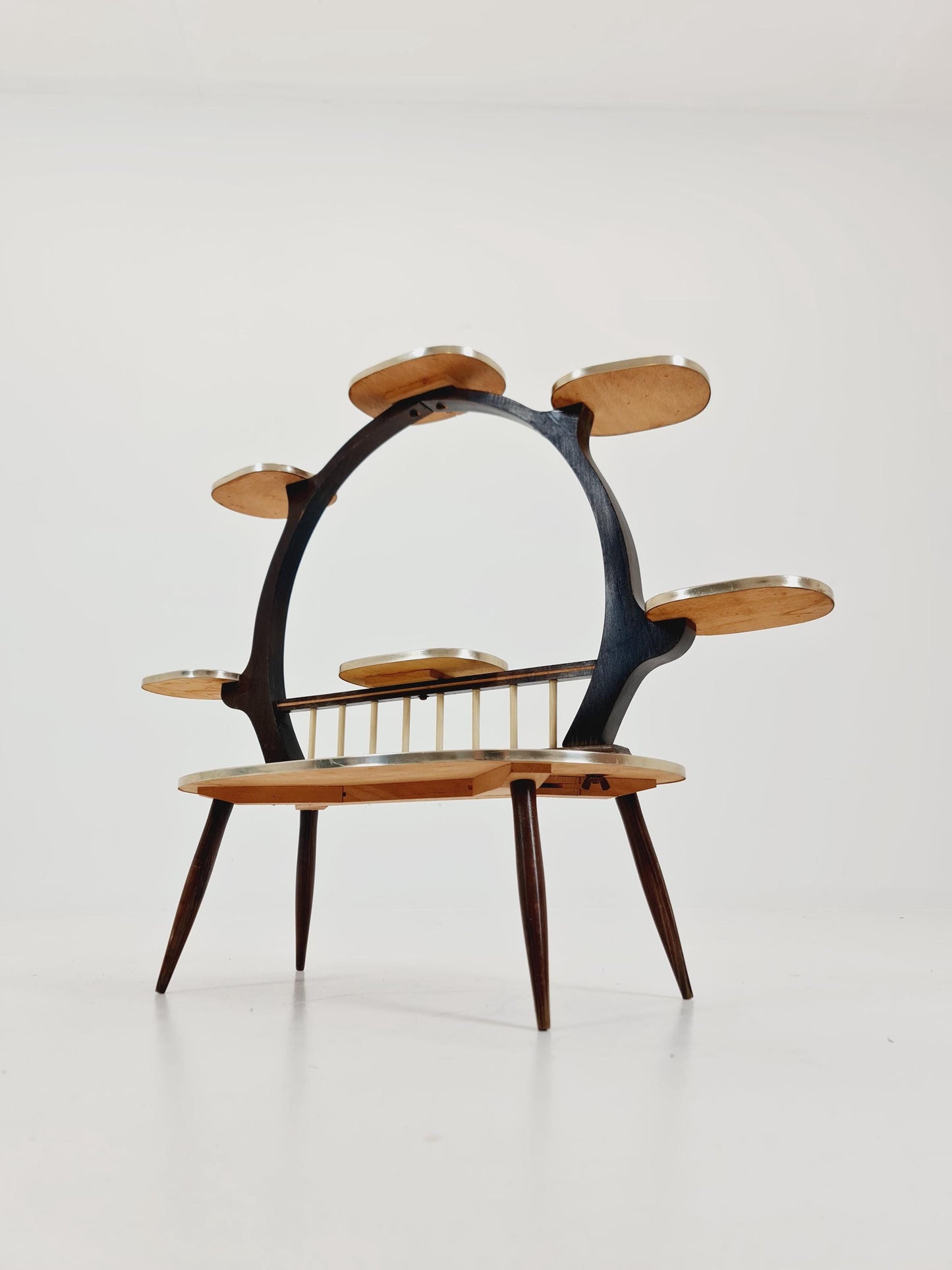 Big 1950s German Plant Stand, Colorful Vintage Mid-Century Minimalist Indoor Plant Stand Side Table Retro flower table