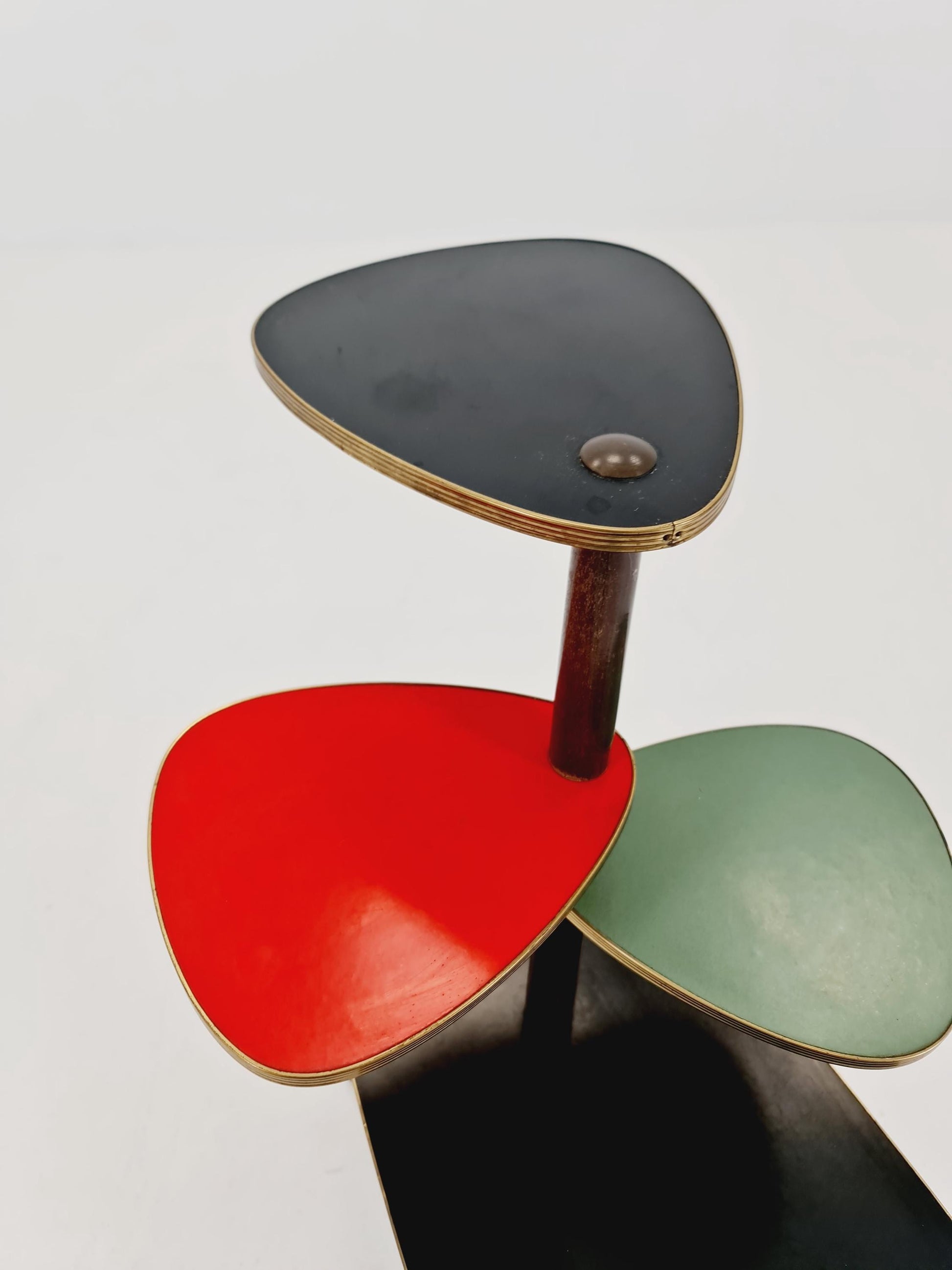 1950s German Plant Stand, Colorful Vintage Mid-Century Minimalist Indoor Plant Stand Side Table Retro flower table