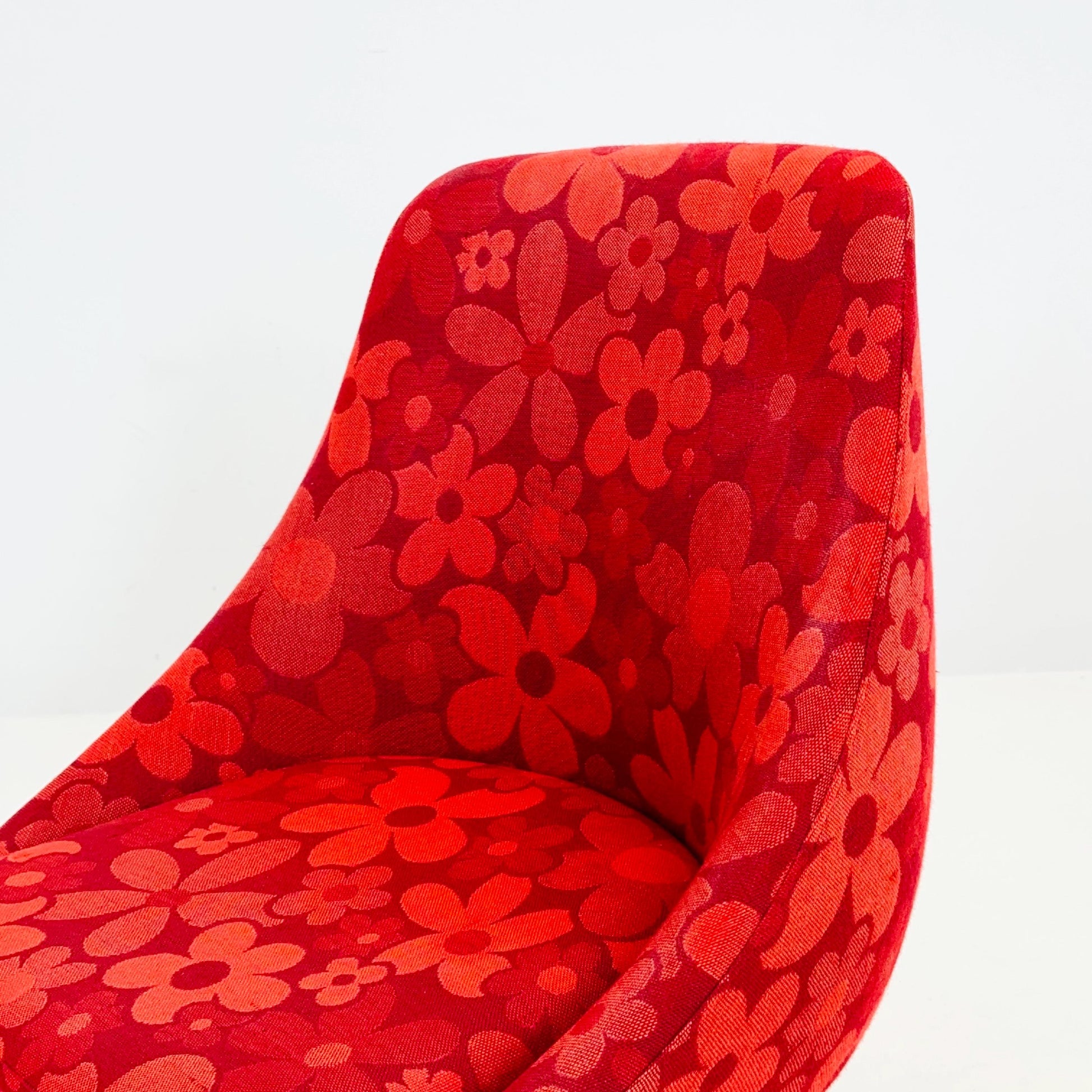 Space Age Cocktail Lounge Chair Germany 1970s | Retro Red Floral Fabric